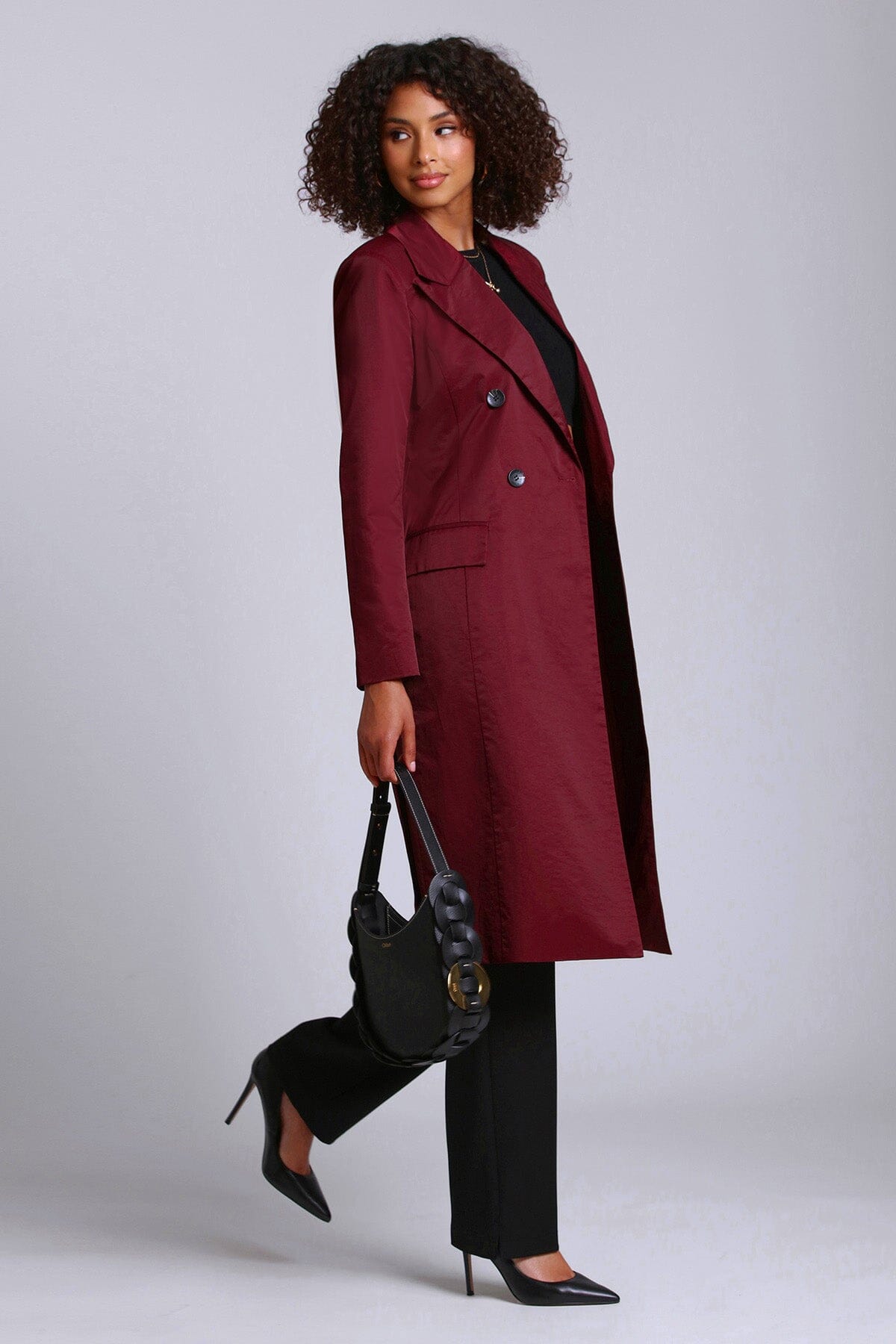 Red mid length on sale coat