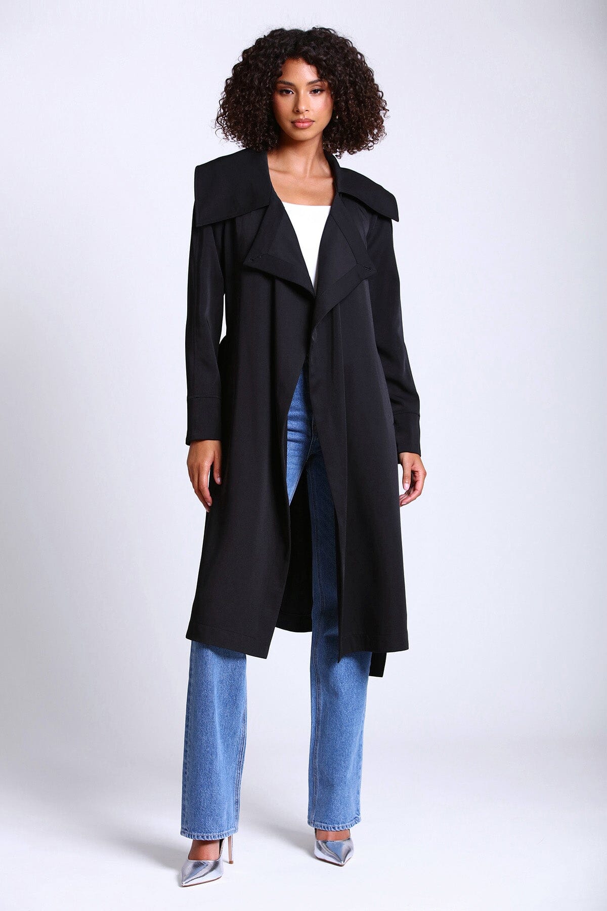 Women's Fashion Belted Trench Jacket Coat