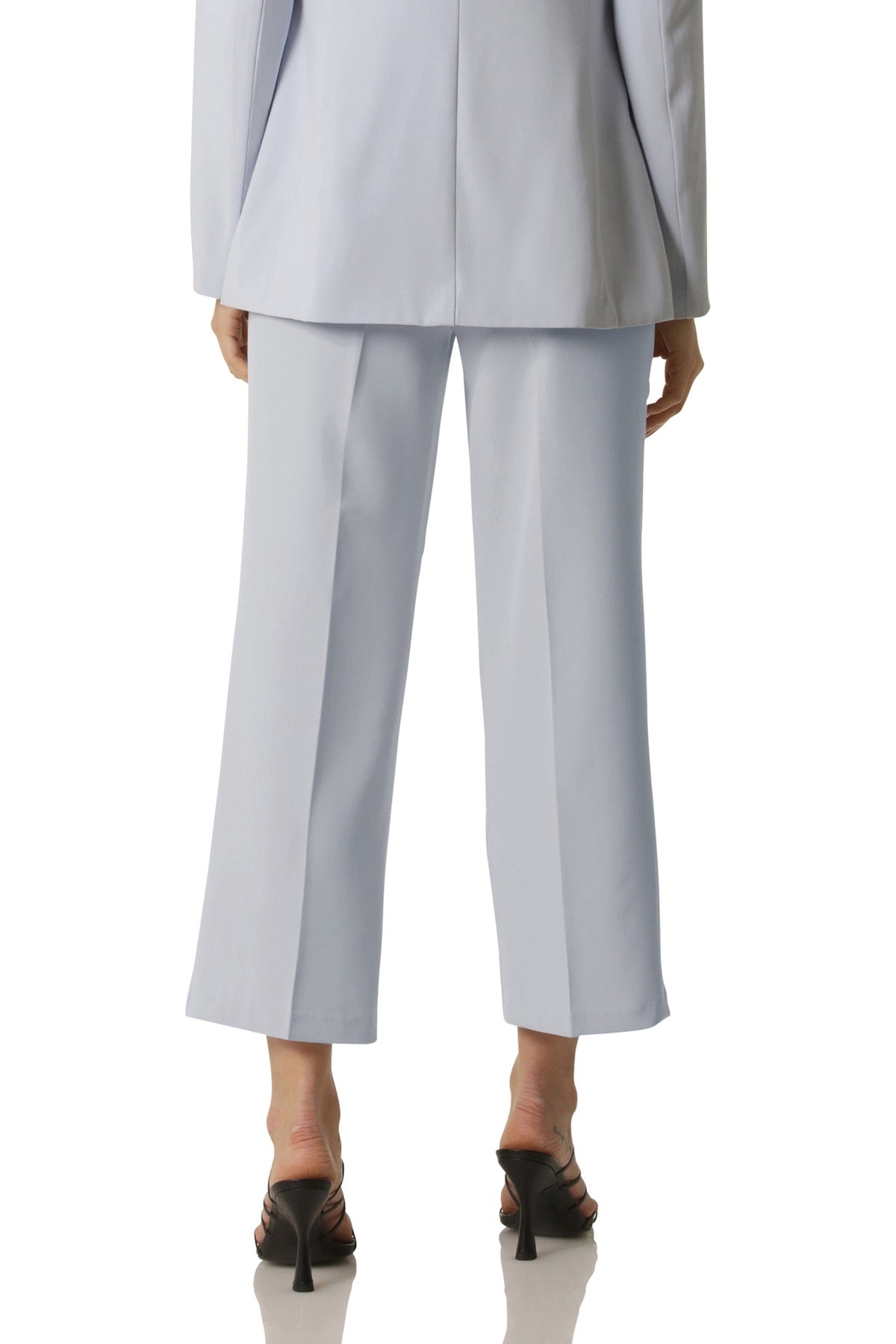 Straight Leg Cropped Flare Trouser Sky Blue - Figure Flattering Office to Date Night Trousers Pants for Women