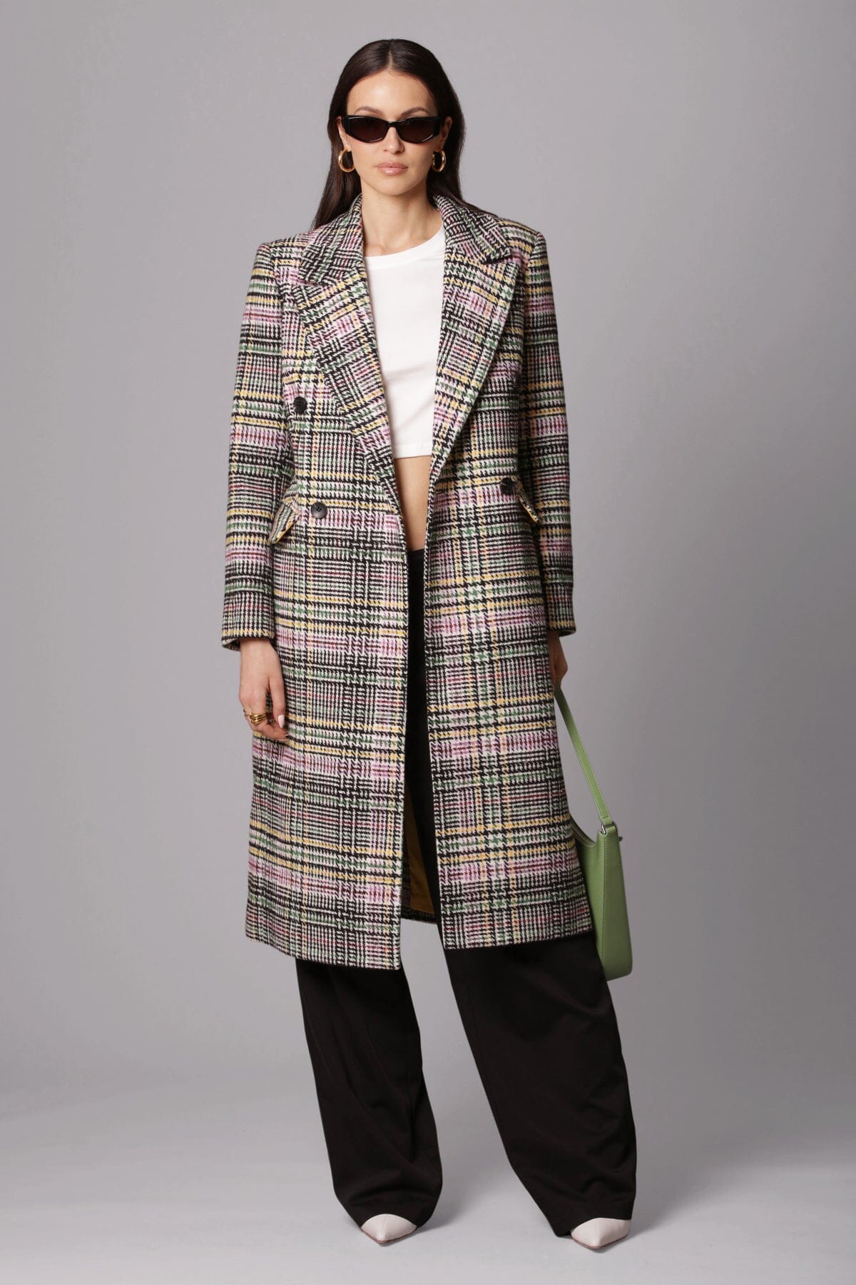 Plaid Double-Breasted Tailored Coat Coats & Jackets Avec Les Filles Multi Plaid L 