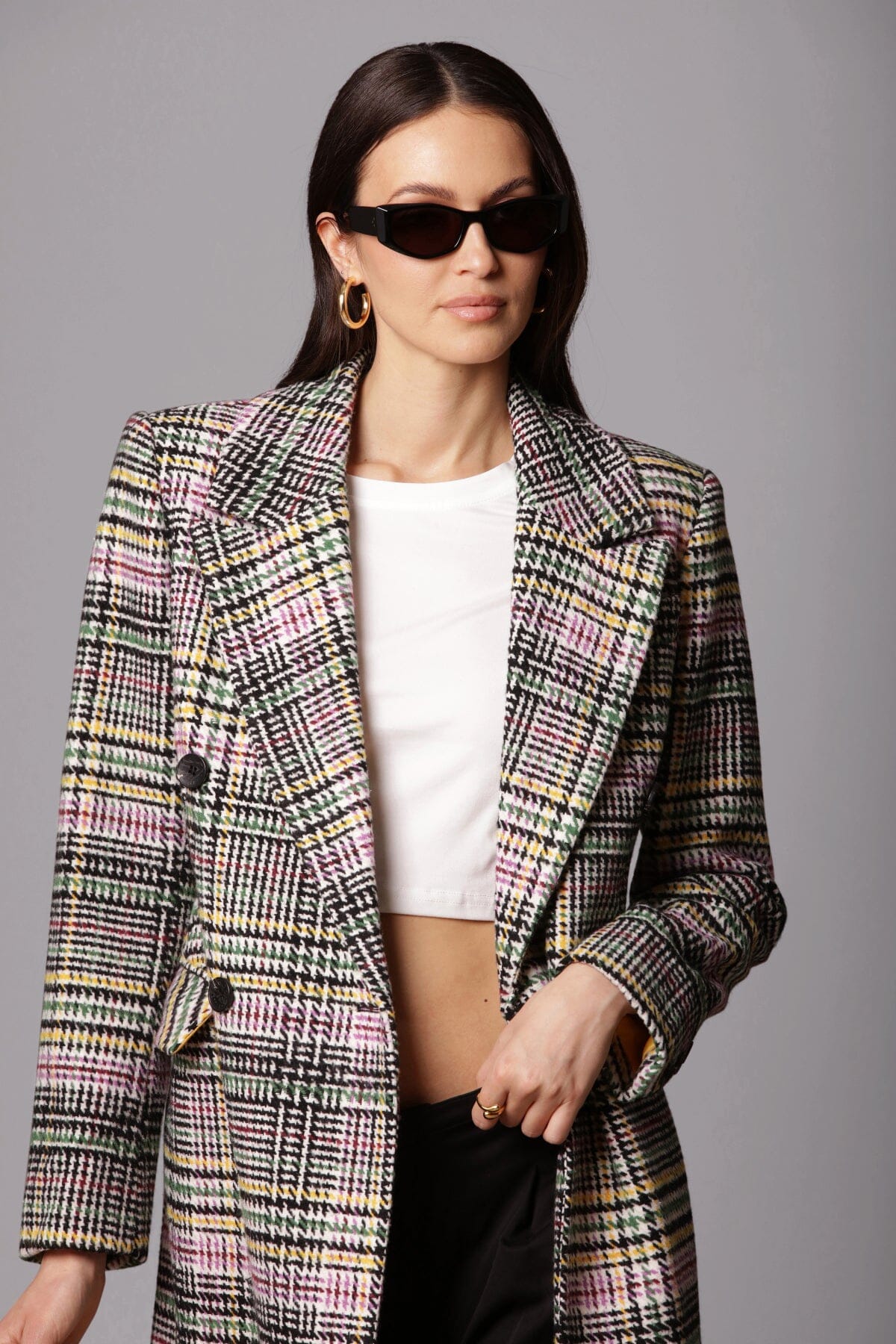 Plaid Double-Breasted Tailored Coat Coats & Jackets Avec Les Filles 