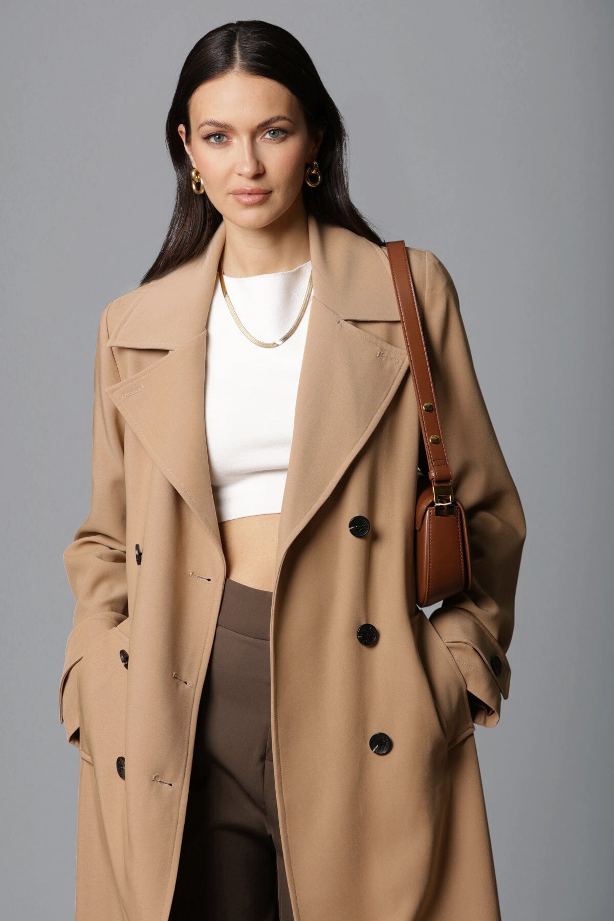 Stretch Crepe Duster Trench Coat