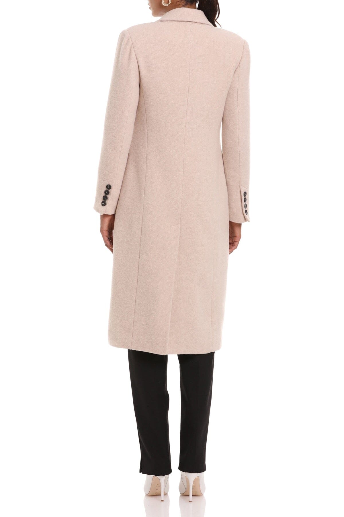 Cream off white wool blend double breasted tailored coat jacket - women's figure flattering date night coats for fall and winter