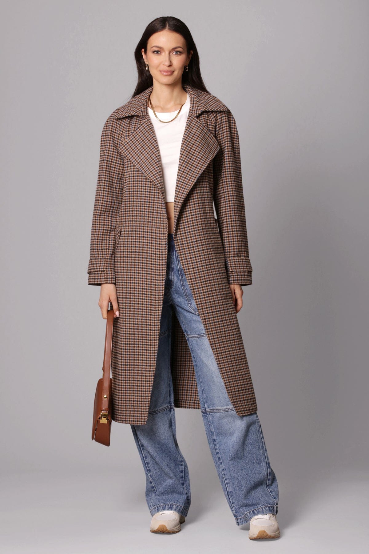 Blue plaid 2025 trench coat