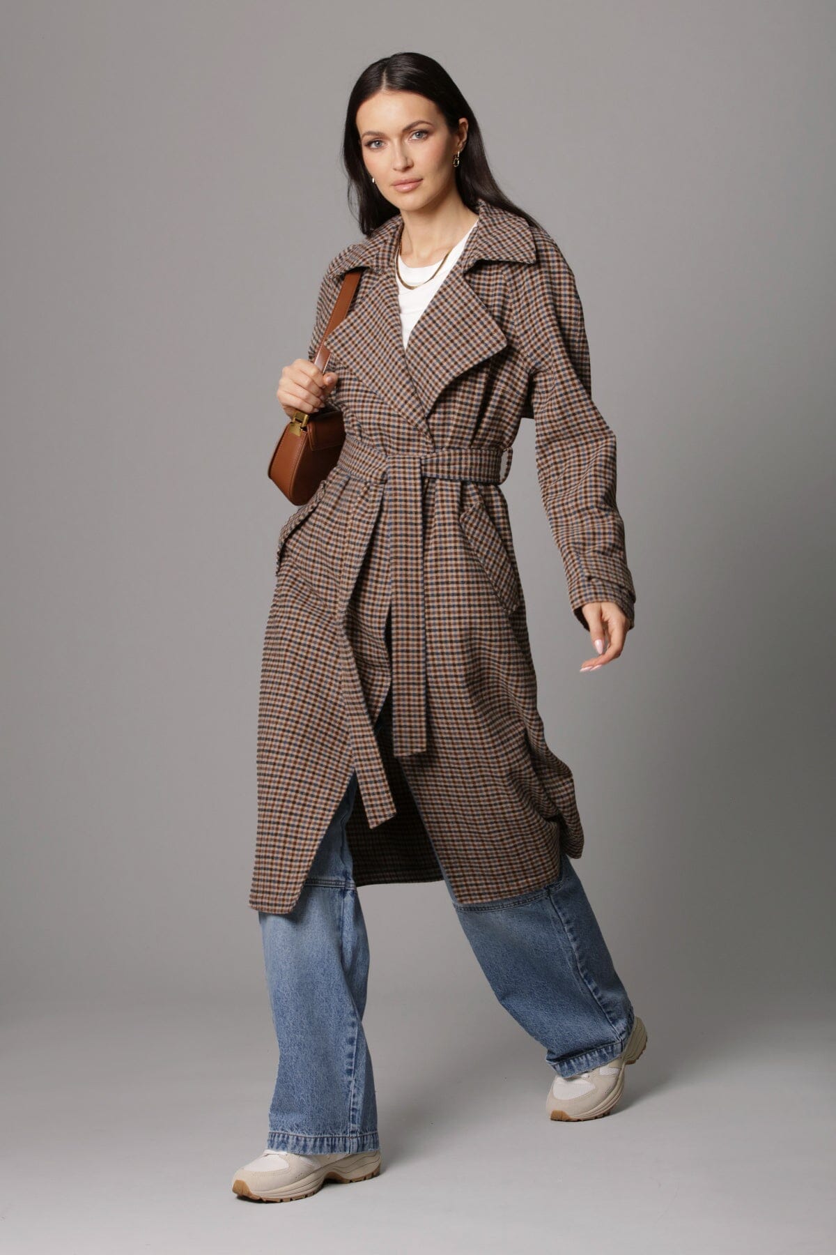 Women's Fashion Belted Trench Jacket Coat