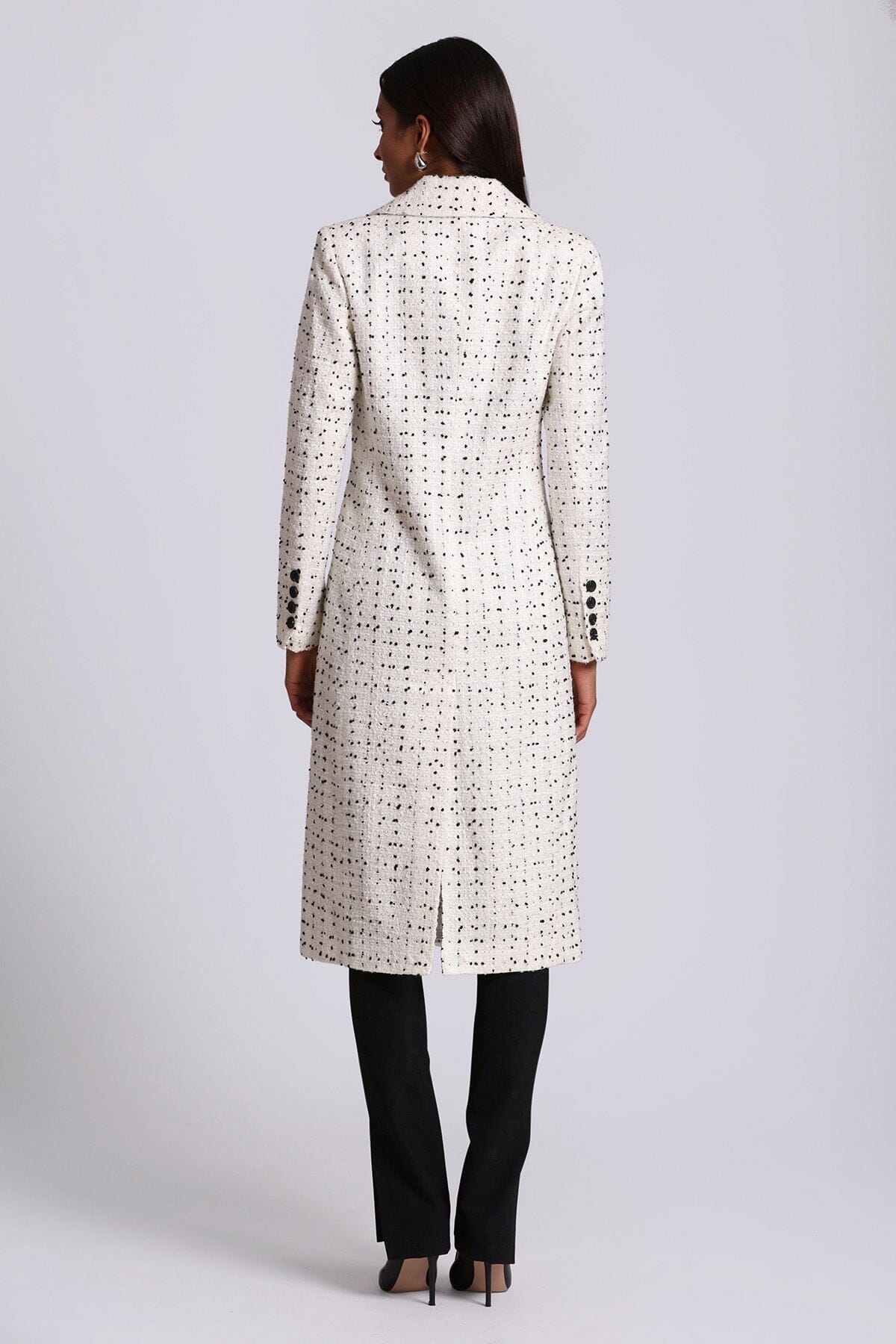 Black and white shop tweed coat womens