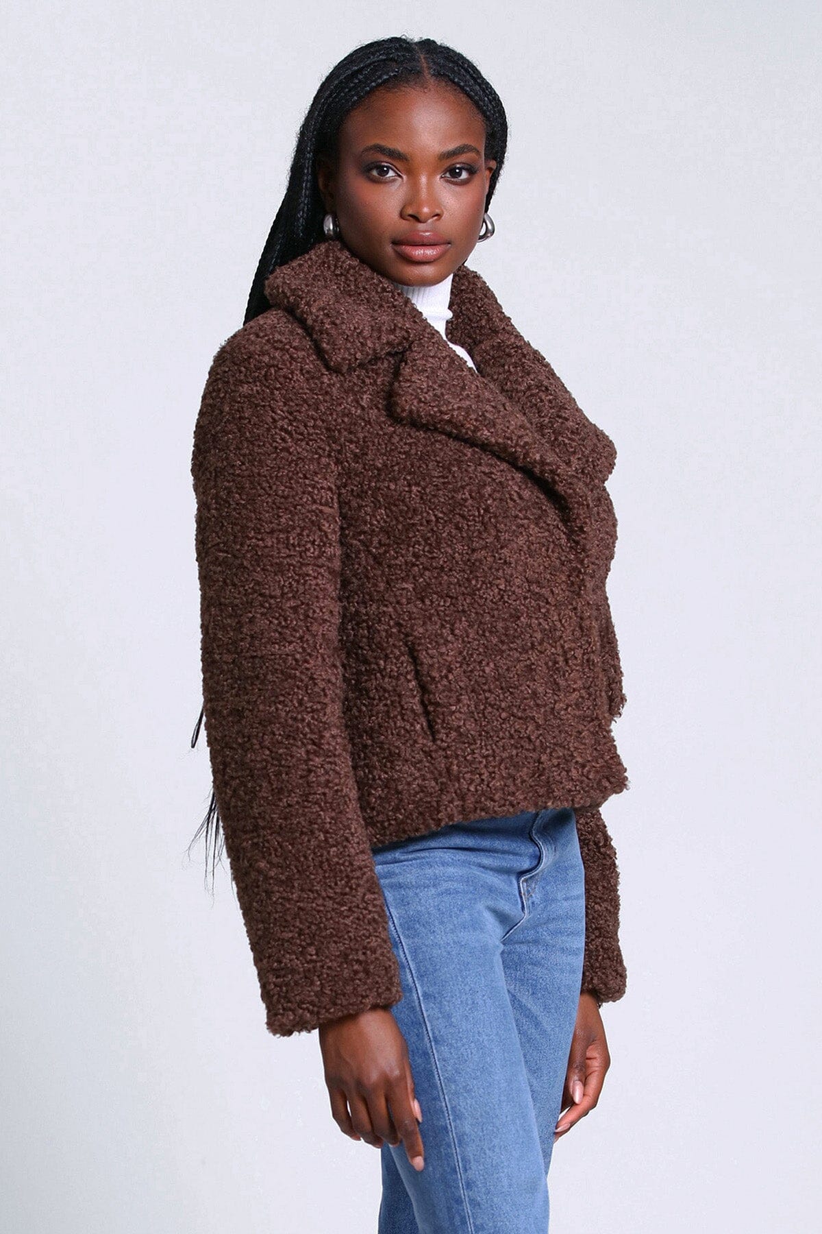 Brown teddy faux fur jacket coat best women's warm fall winter coats jackets 