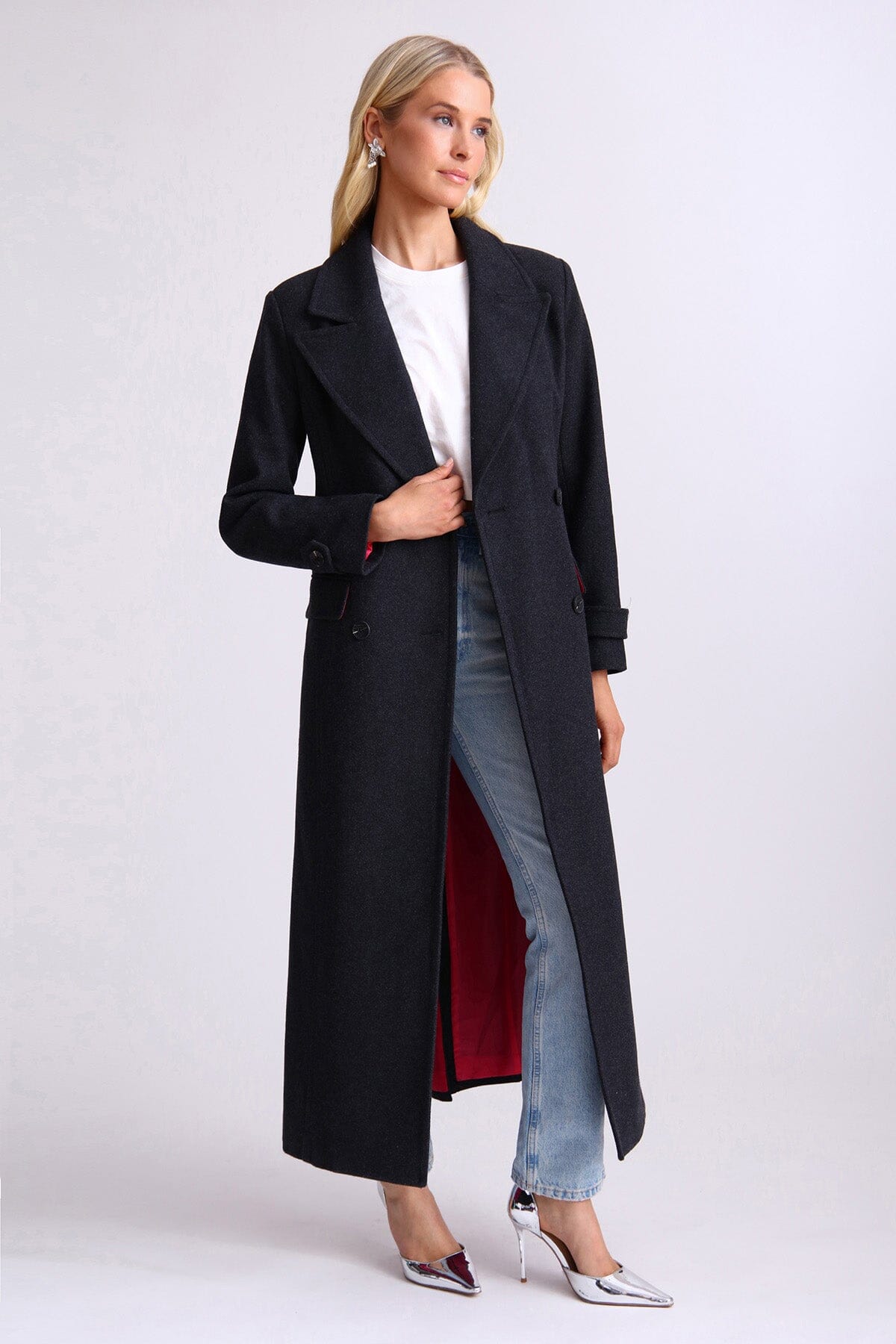 Ladies black cheap tailored coat