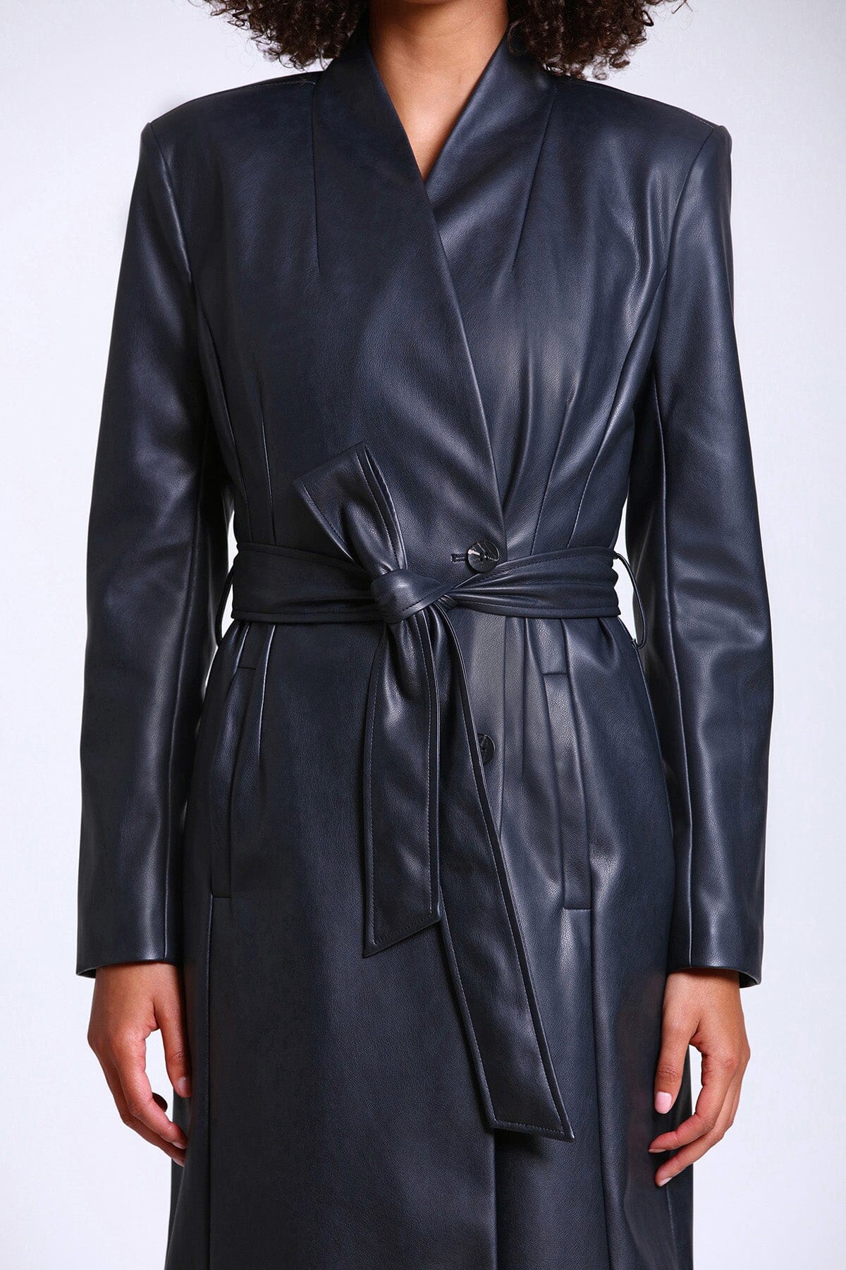 Avec Les Filles Belted Faux Leather Trench Coat Hotsell | www ...