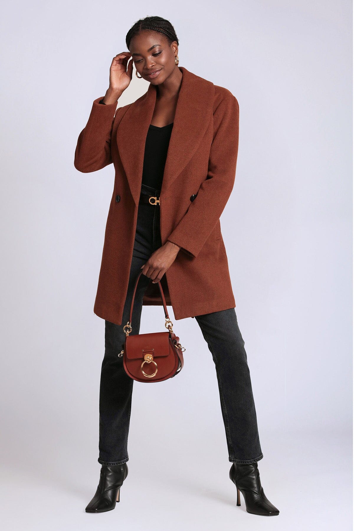 Women's belted clearance peacoat