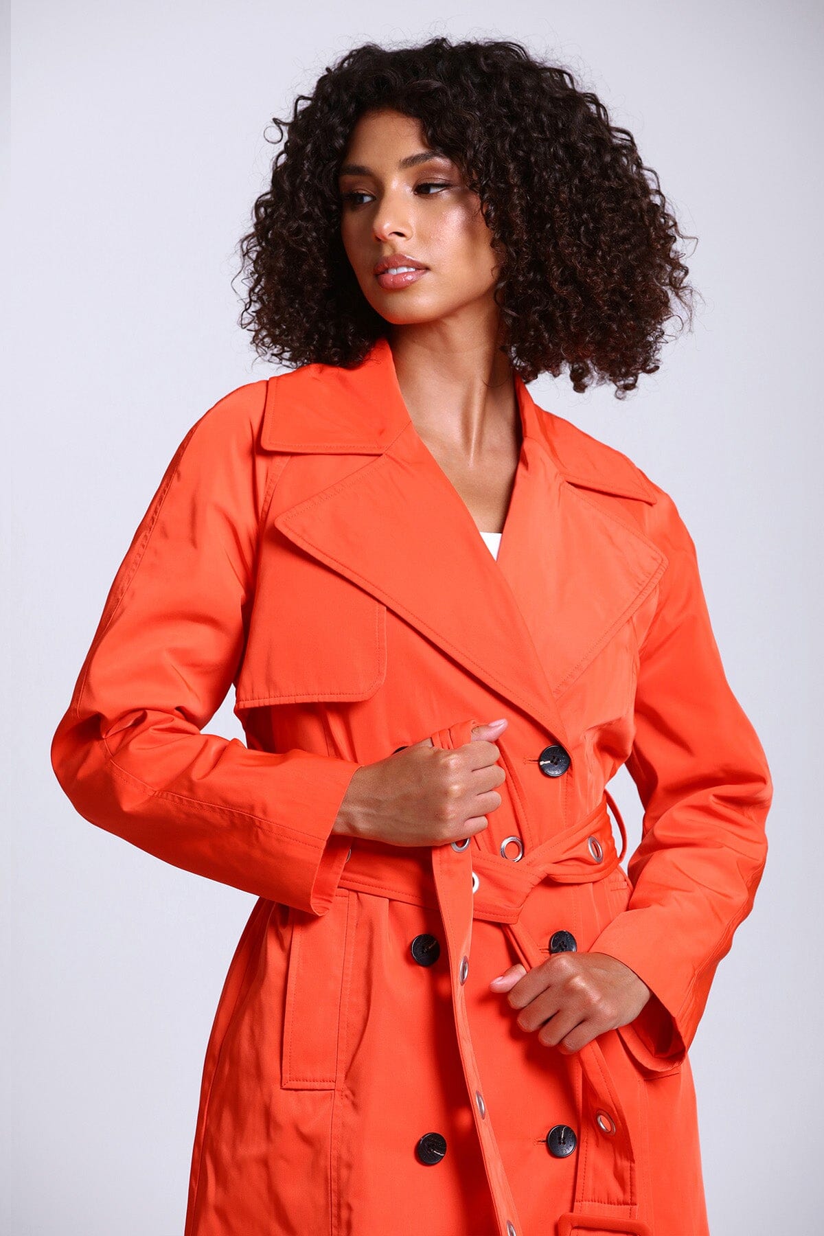 Women's Fashion Belted Trench Jacket Coat