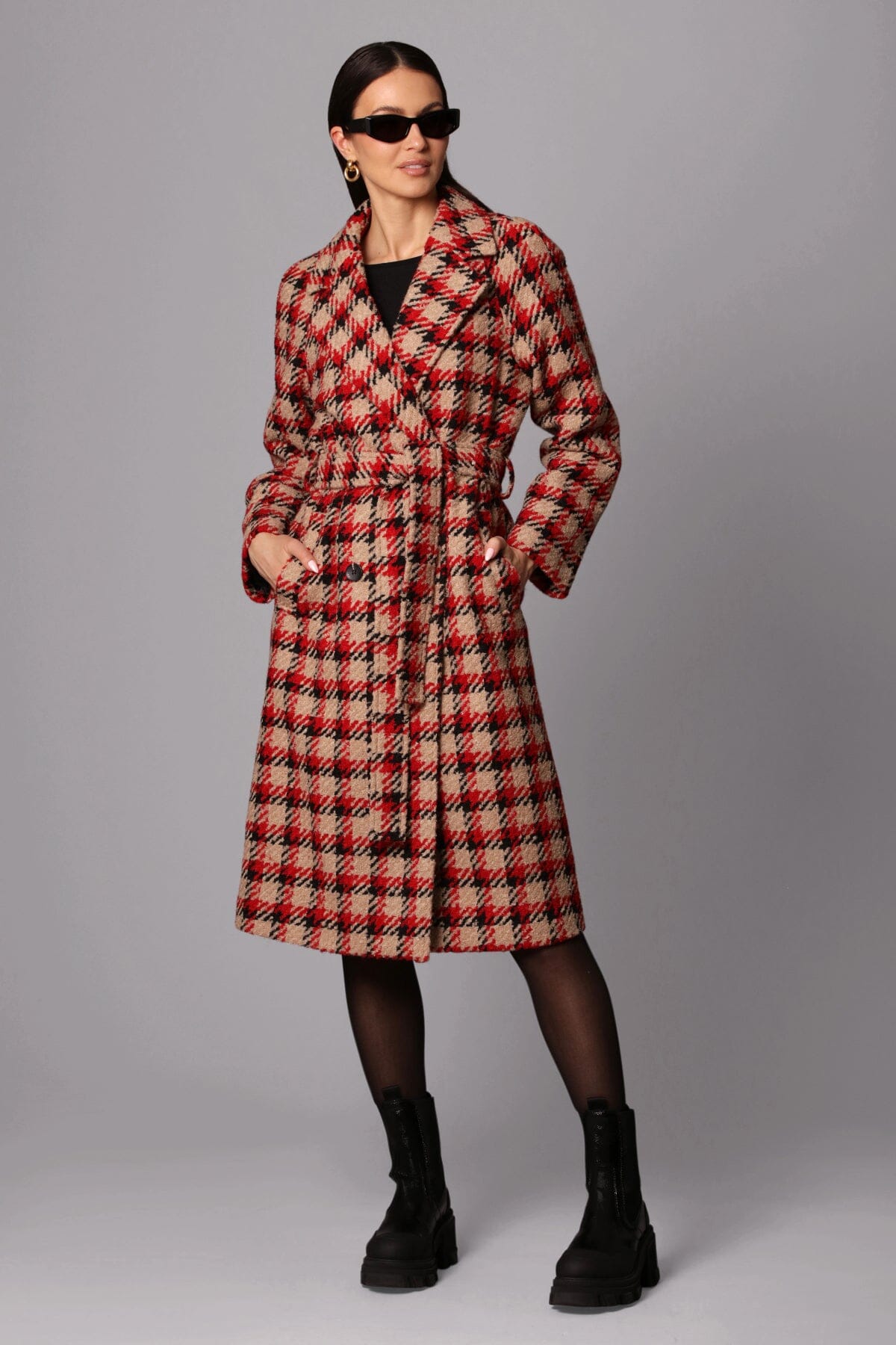 Red black plaid on sale coat