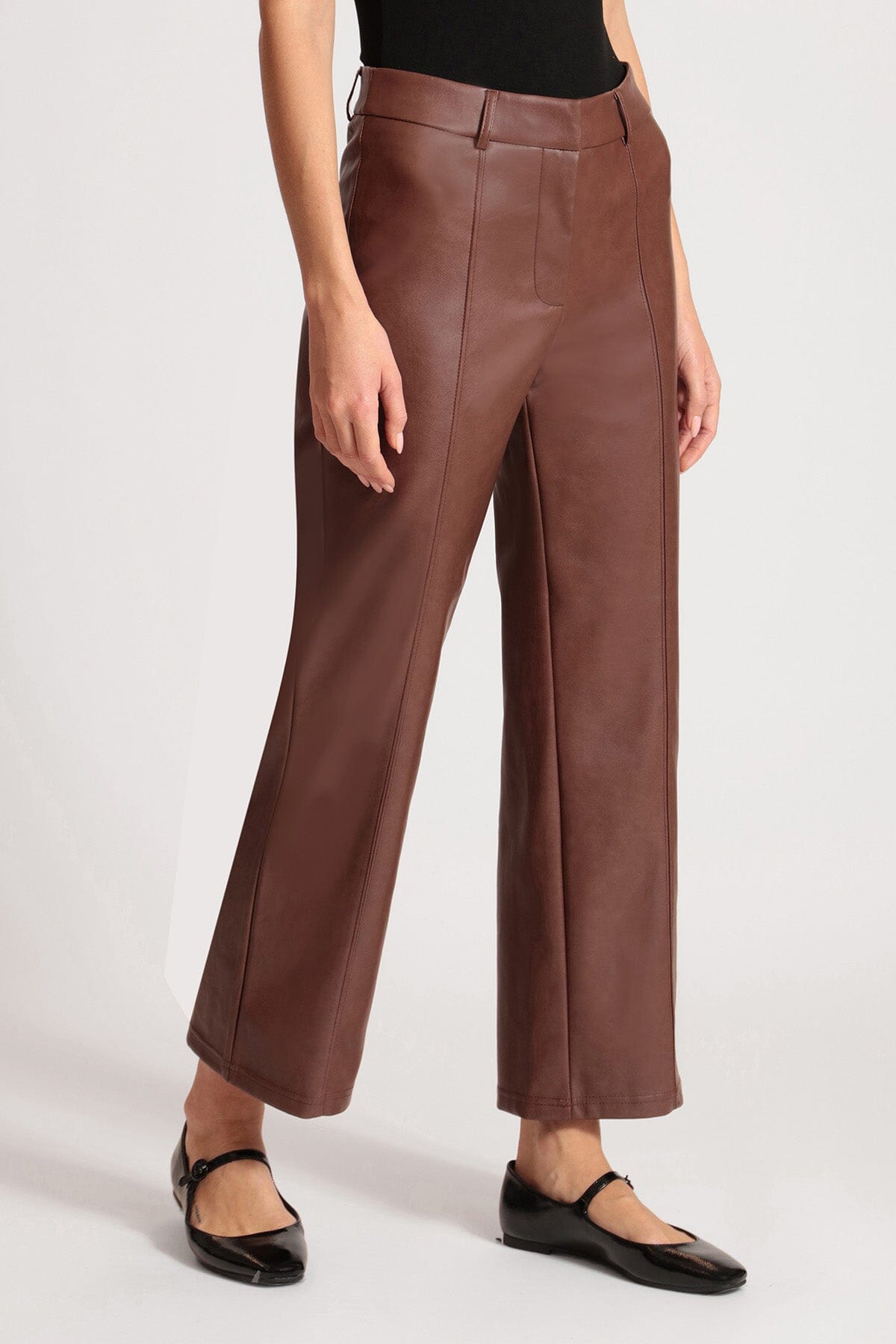 PAPERMOON Ladys] AW Lambskin Touch Bi - Fabric Wide Trousers Korean Fashion  Korean Brand 2023 Fall/Winter New Items Faux Leather – WooStore