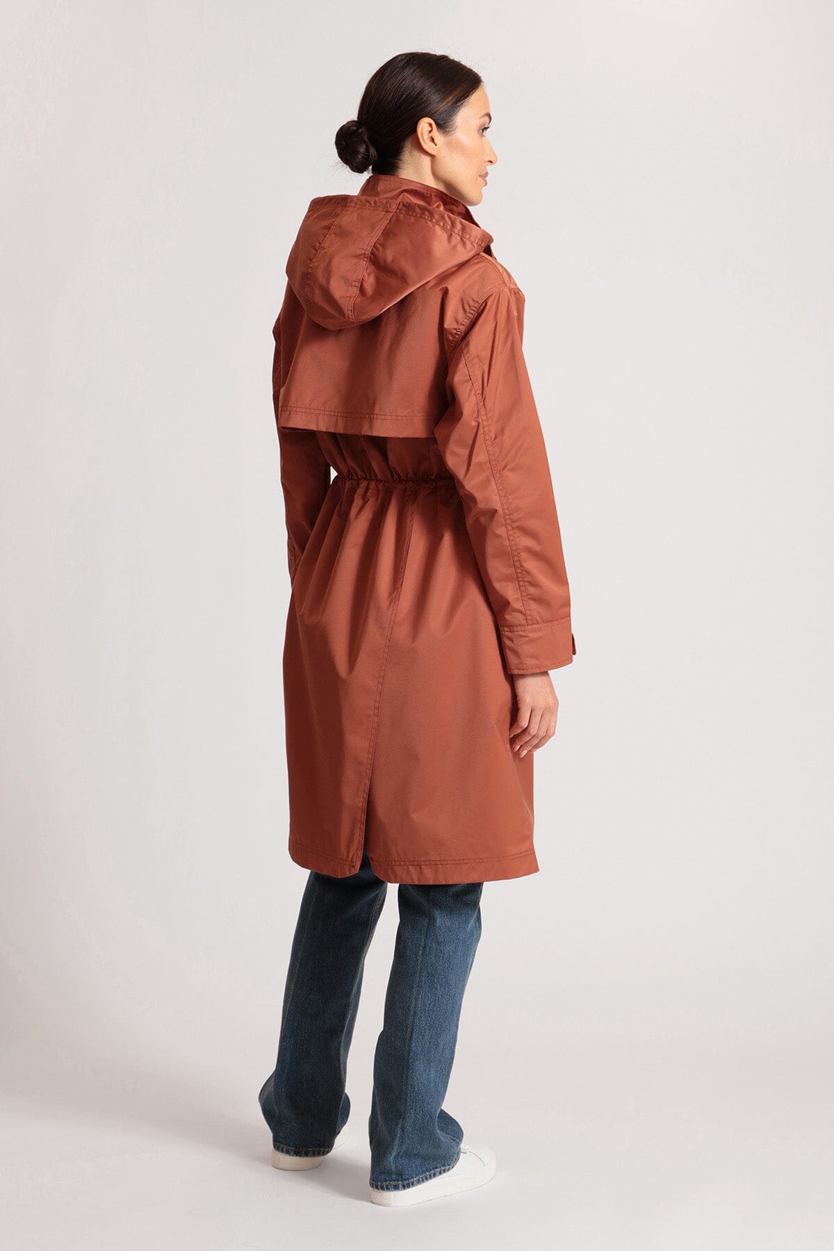 Women's orange stylish relaxed water resistant rain anorak coat raincoat outerwear for Fall fashion by Avec Les Filles