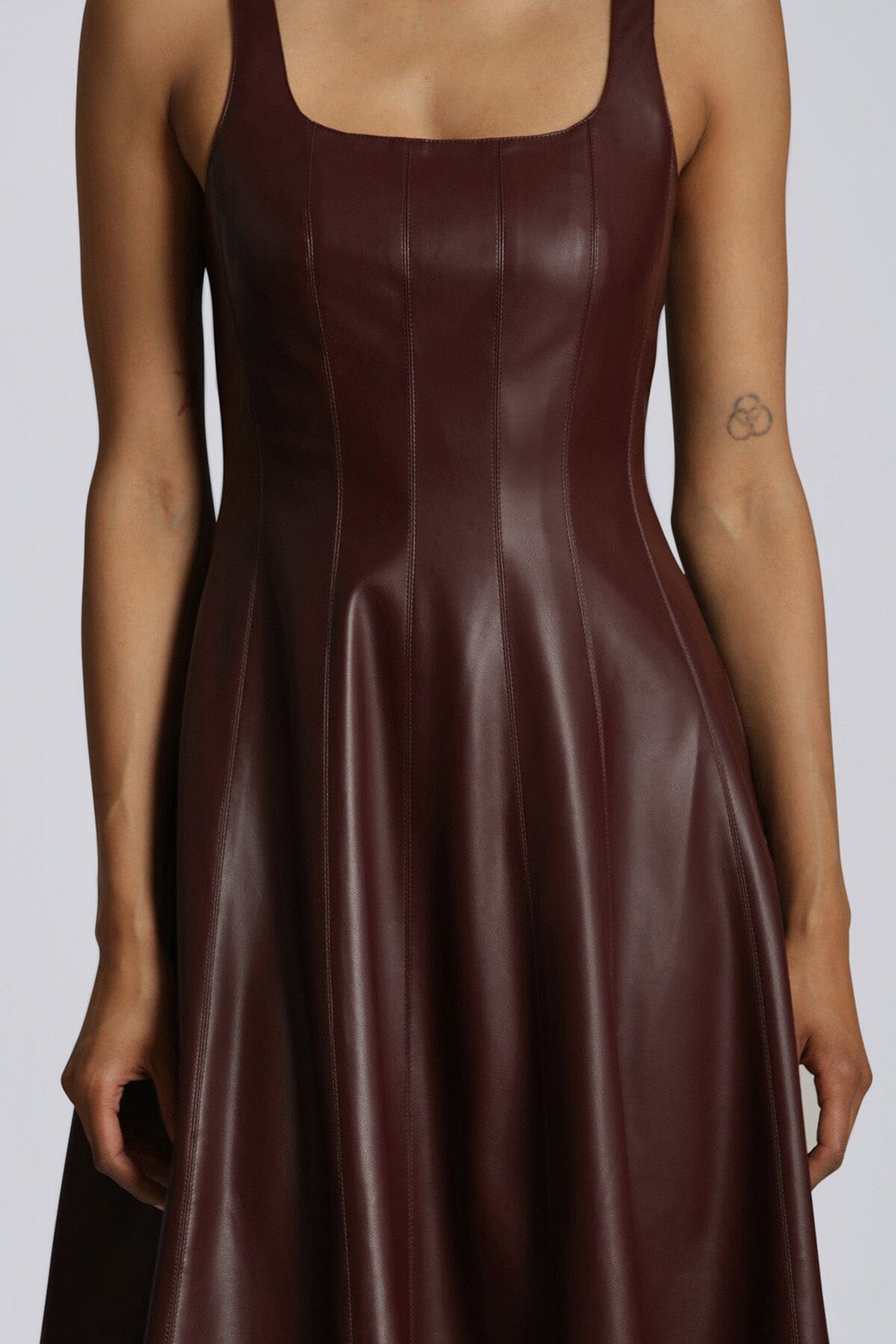 Faux-Ever Leather™ Fit-and-Flare Midi Dress