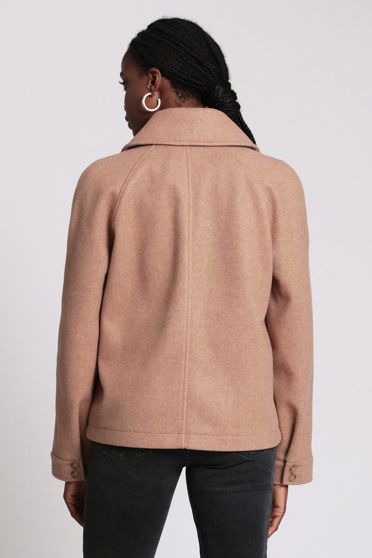 relaxed zip front jacket coat camel beige - women's figure flattering designer fashion office to date night coats jackets