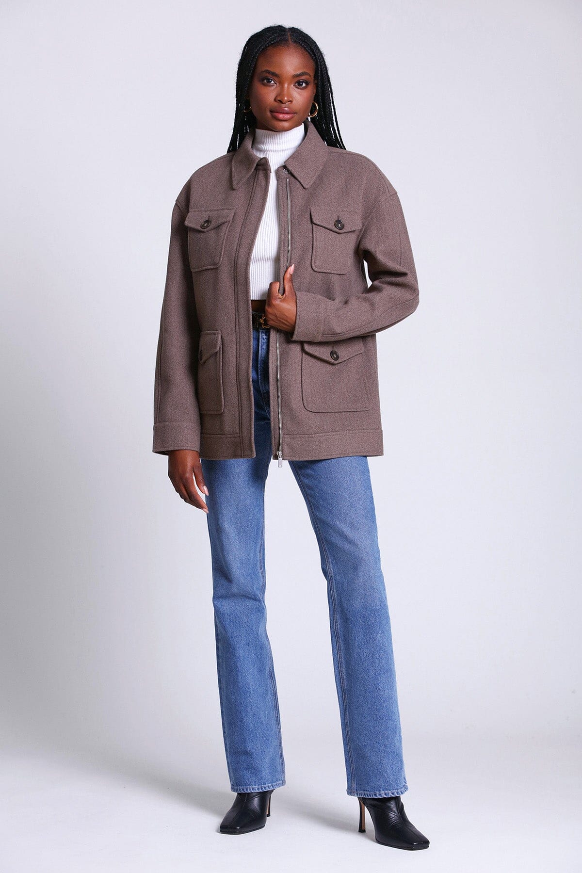 relaxed utility shacket coat jacket mocha brown - figure flattering cute casual coats jackets shackets for women