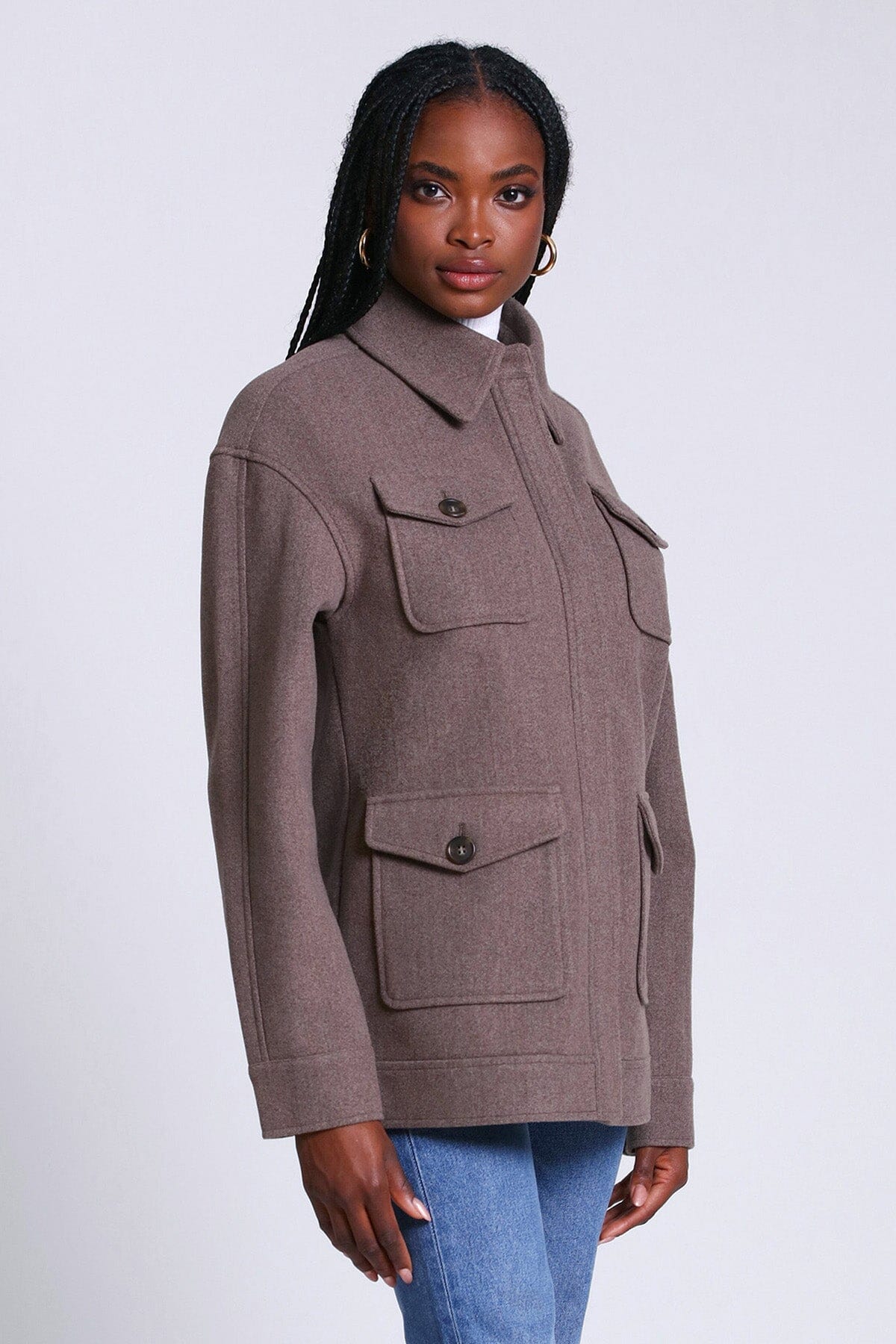 relaxed utility shacket coat jacket mocha brown - figure flattering work appropriate coats jackets shackets