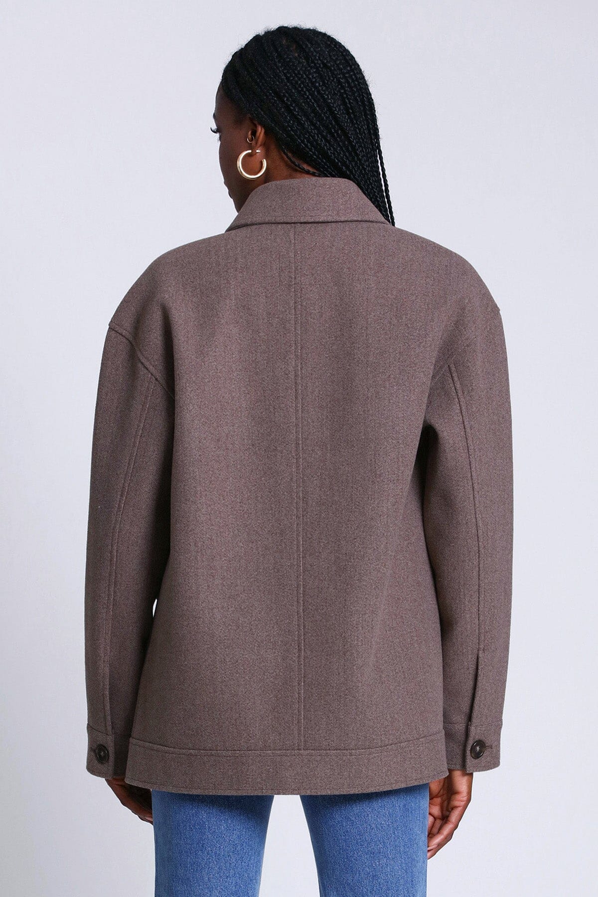 relaxed utility shacket coat jacket mocha brown - women's figure flattering designer fashion day to night coat jackets