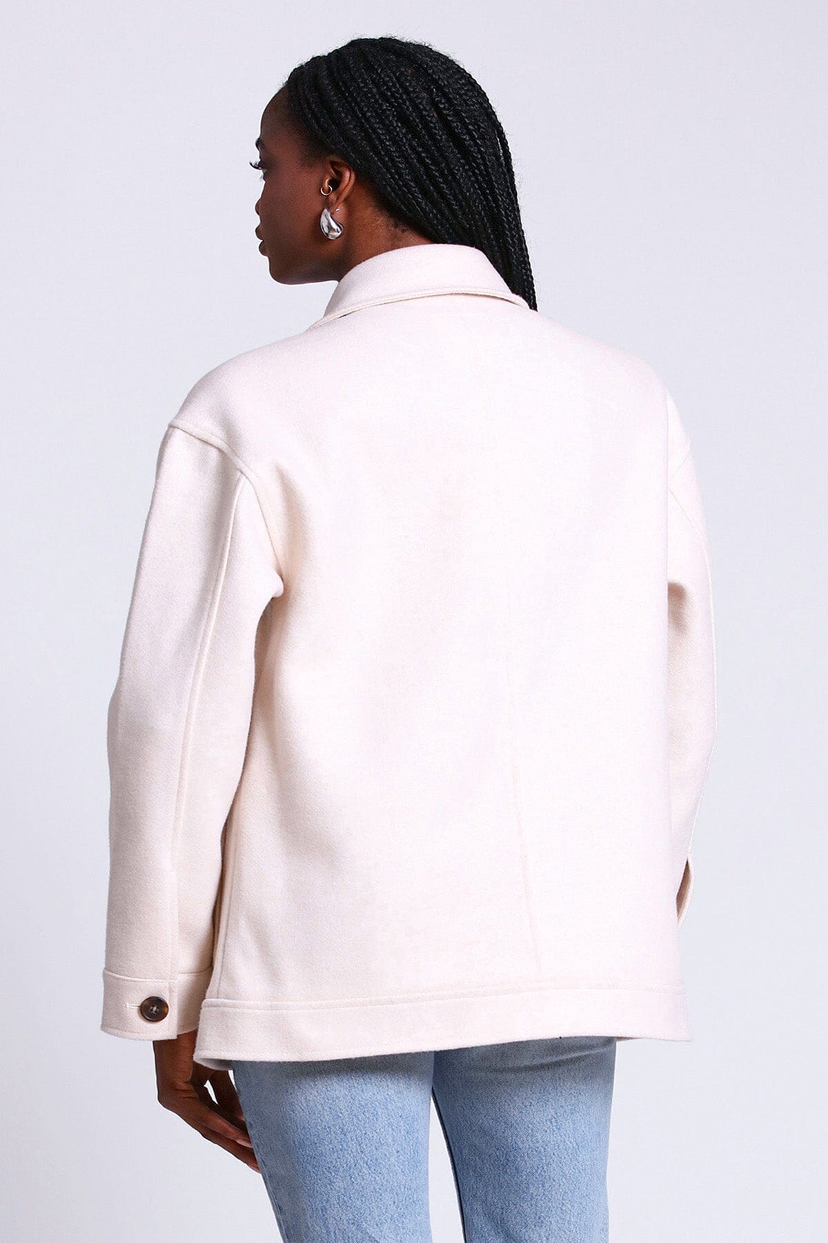 relaxed utility shacket coat jacket ivory white - figure flattering coats jackets shackets for women