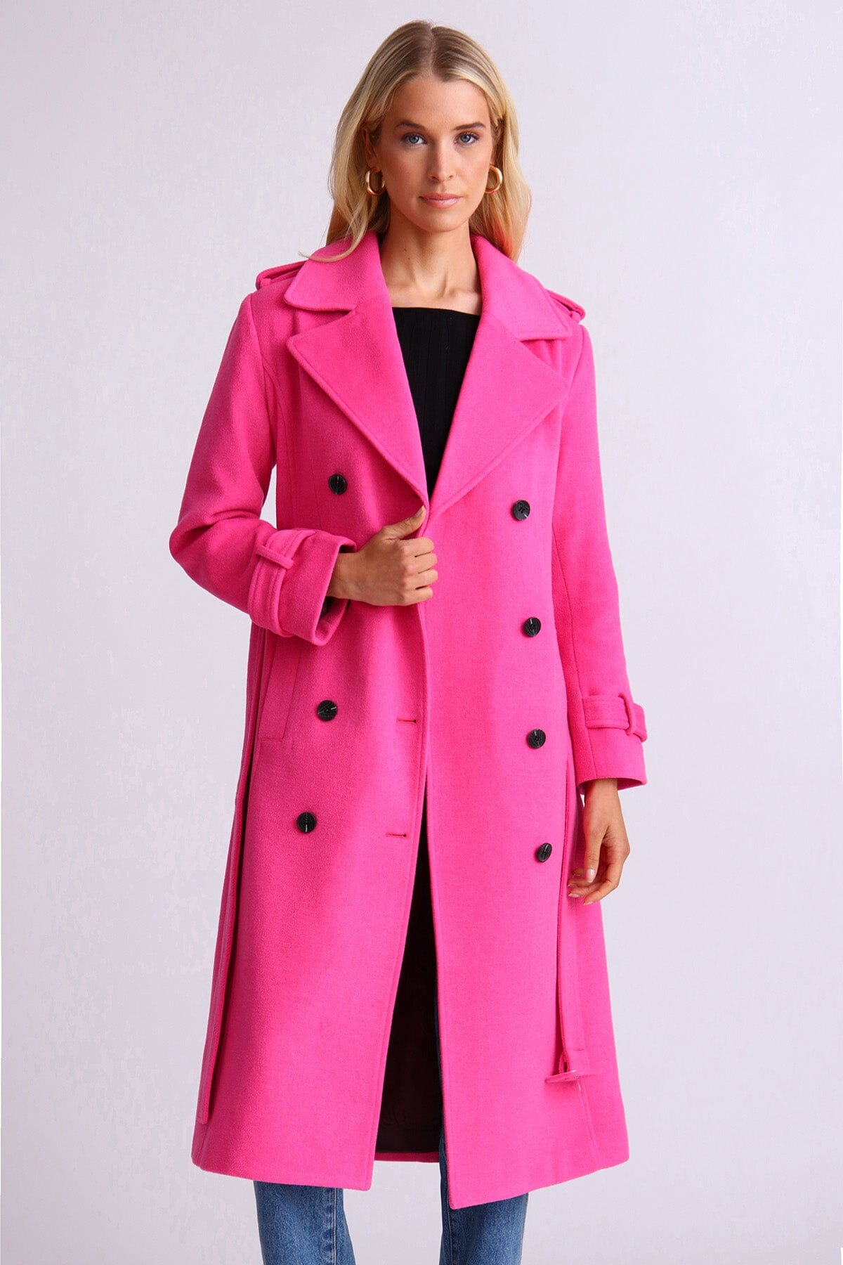 Strong Shoulder Belted Trench Coat