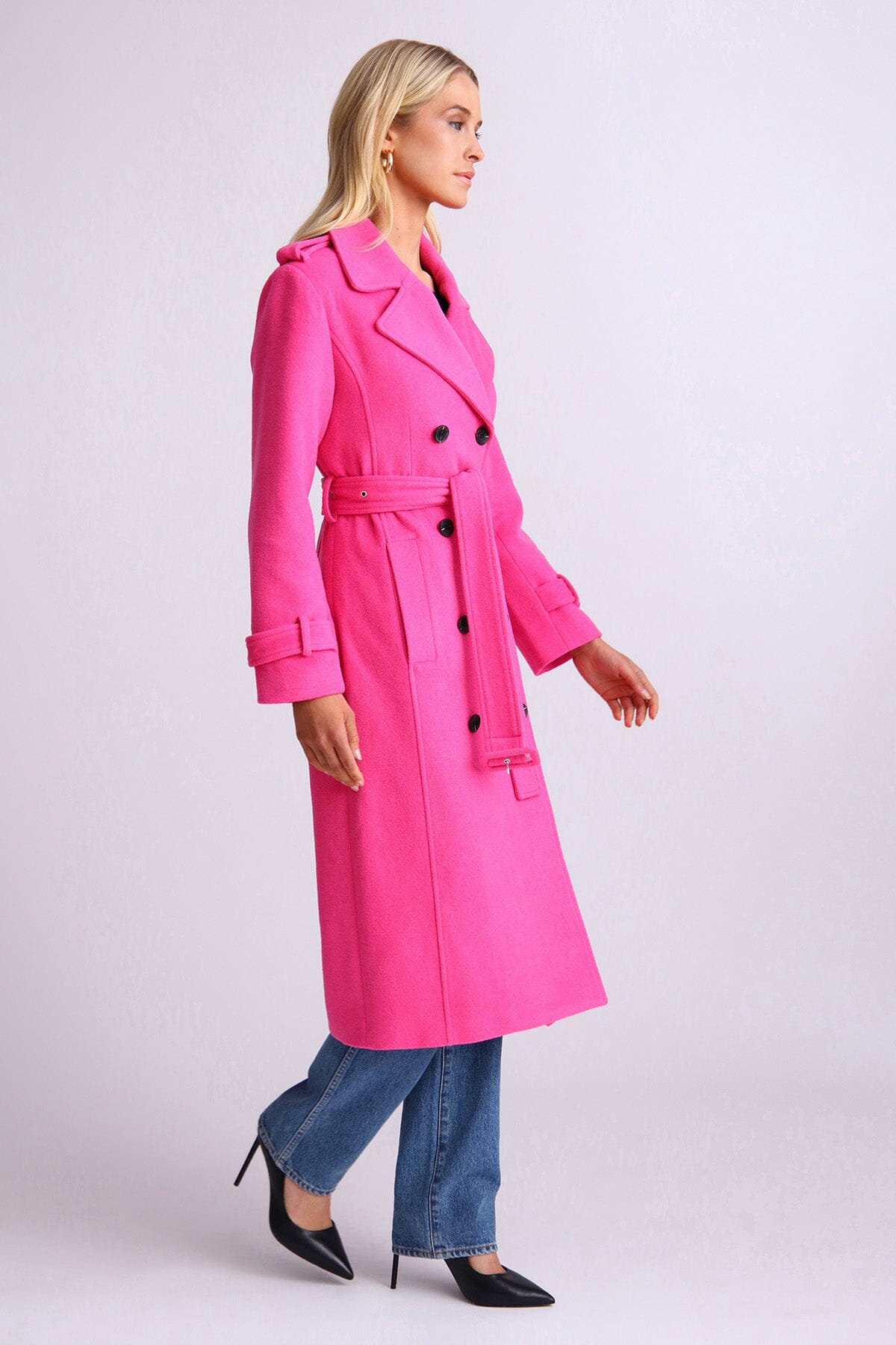 Strong Shoulder Belted Trench Coat