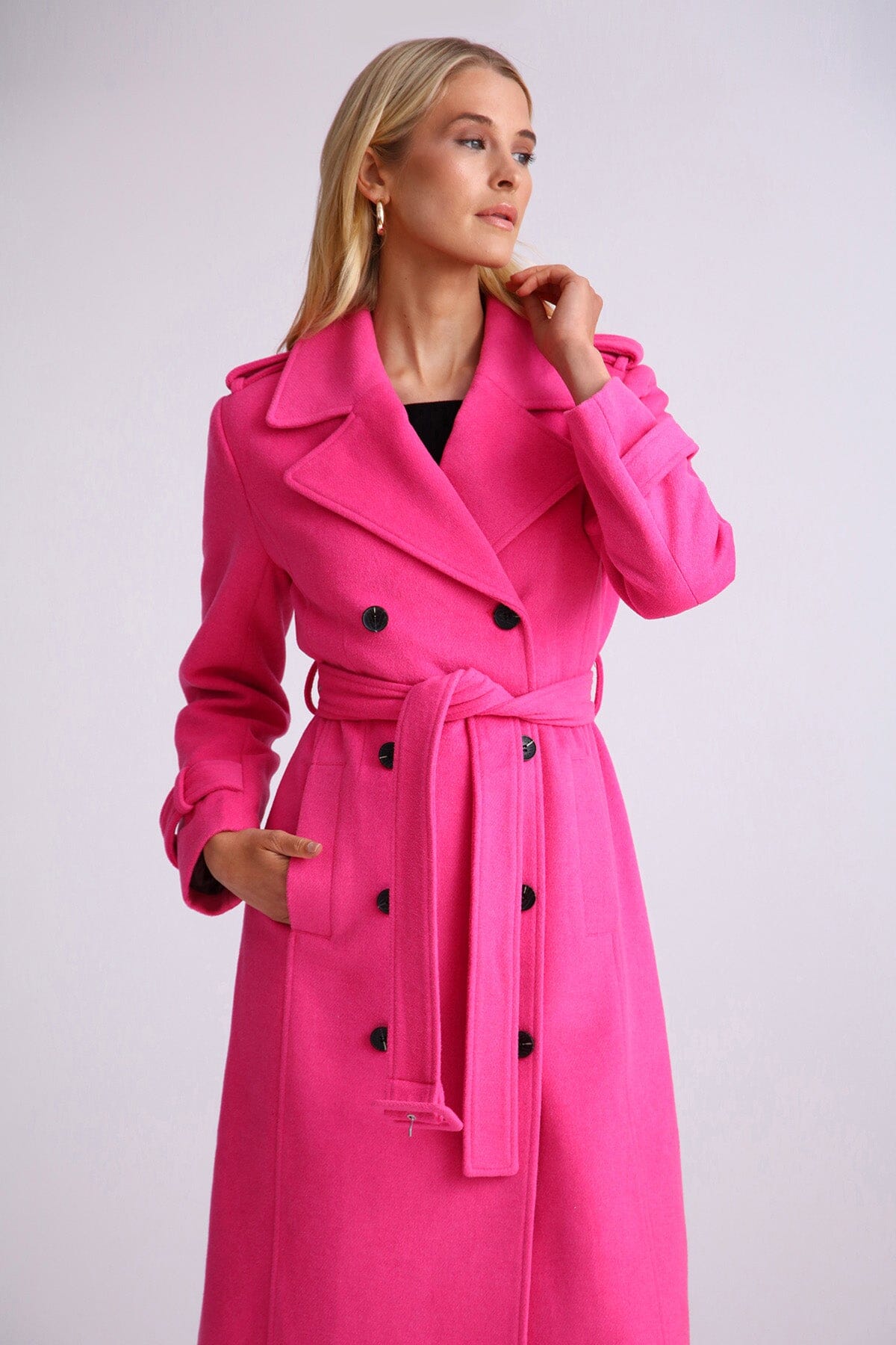 Strong Shoulder Belted Trench Coat