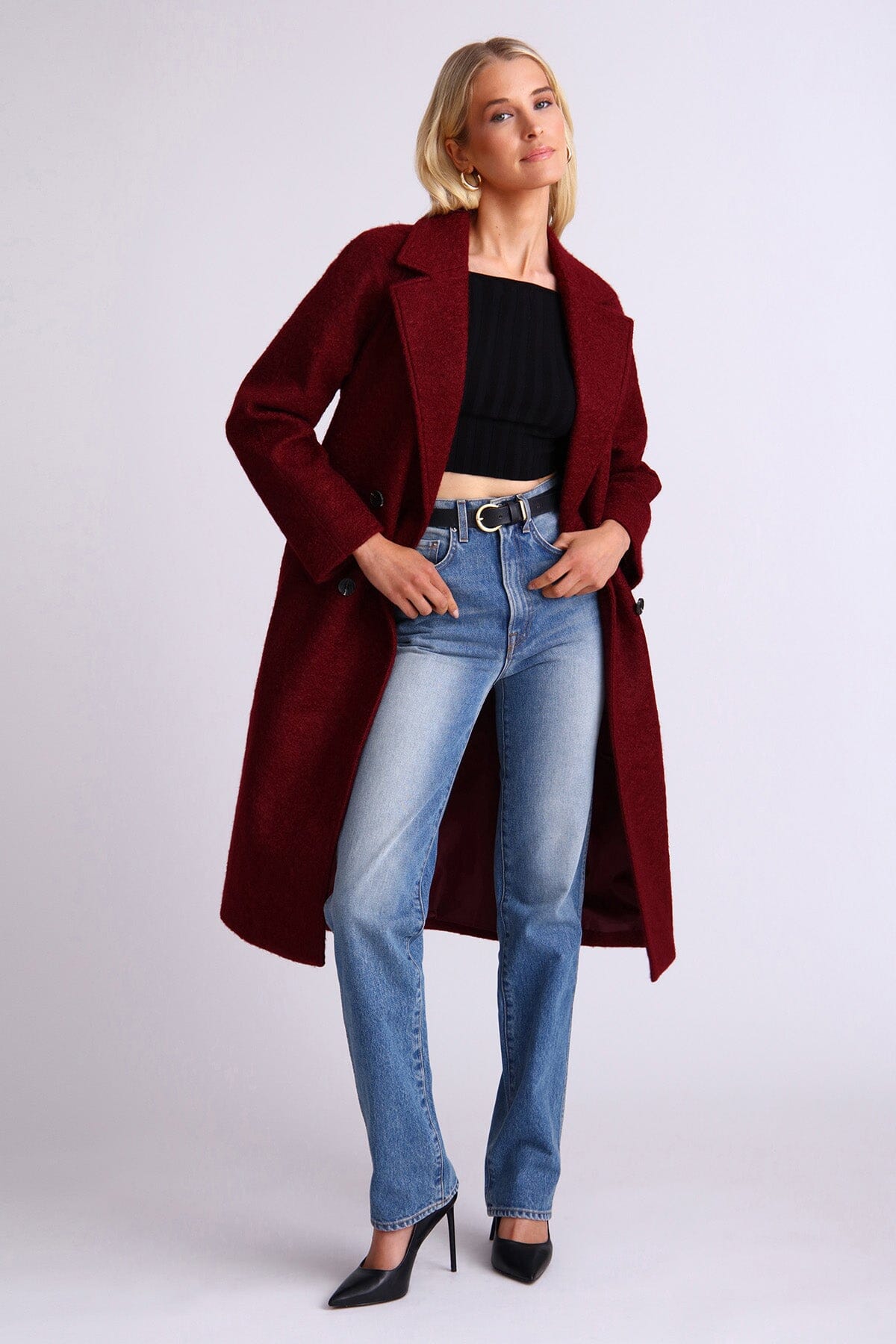 Textured Belted Walker Coat