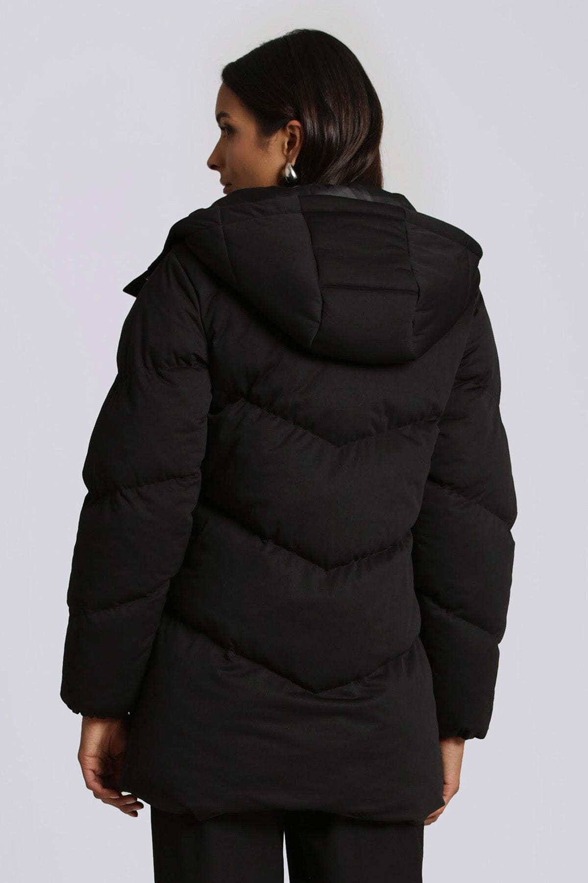 Black thermal puff cloud duvet hooded puffer coat jacket - figure flattering water resistant outerwear for women by Avec Les Filles