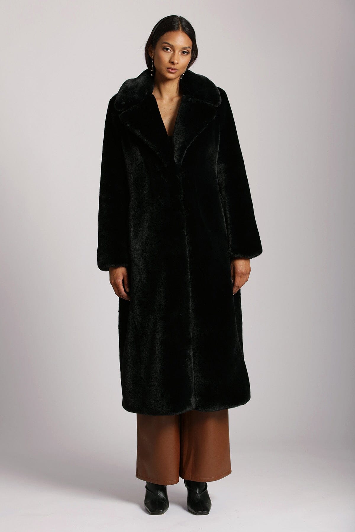 Women's long faux fur coat jacket outerwear Avec Les Filles