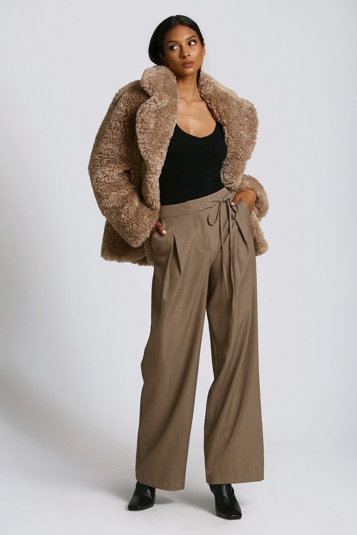 Women Snakeskin Bell Bottom Flare Pants Trousers Faux Fur Trim Stretch High  Waist Casual | Wish
