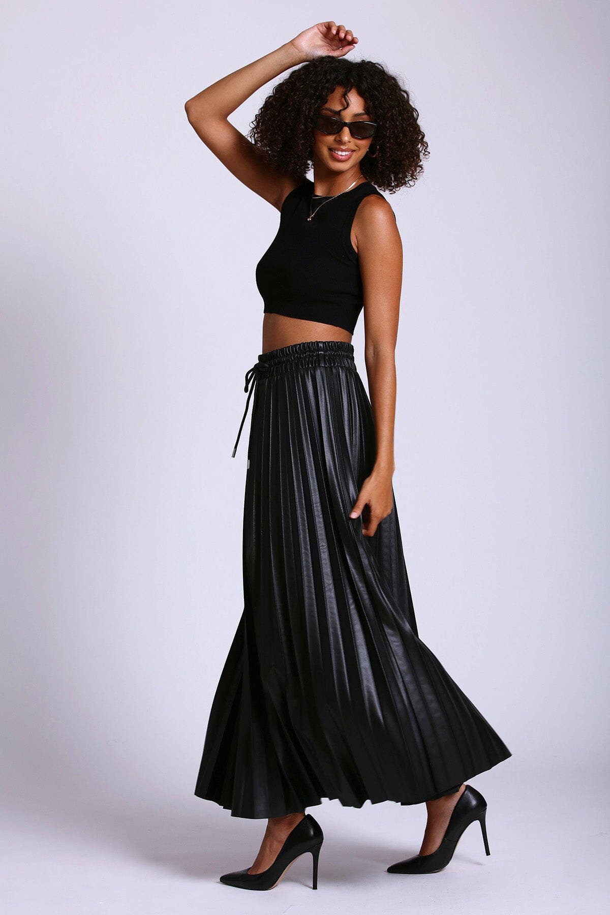 Faux-Ever Leather™ Pleated Maxi Skirt Skirts Avec Les Filles 