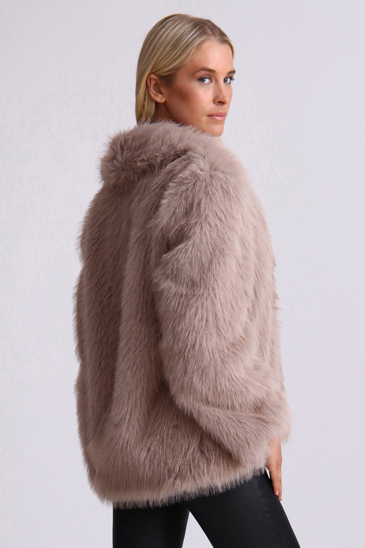 Shawl Collar Faux Fur Coat