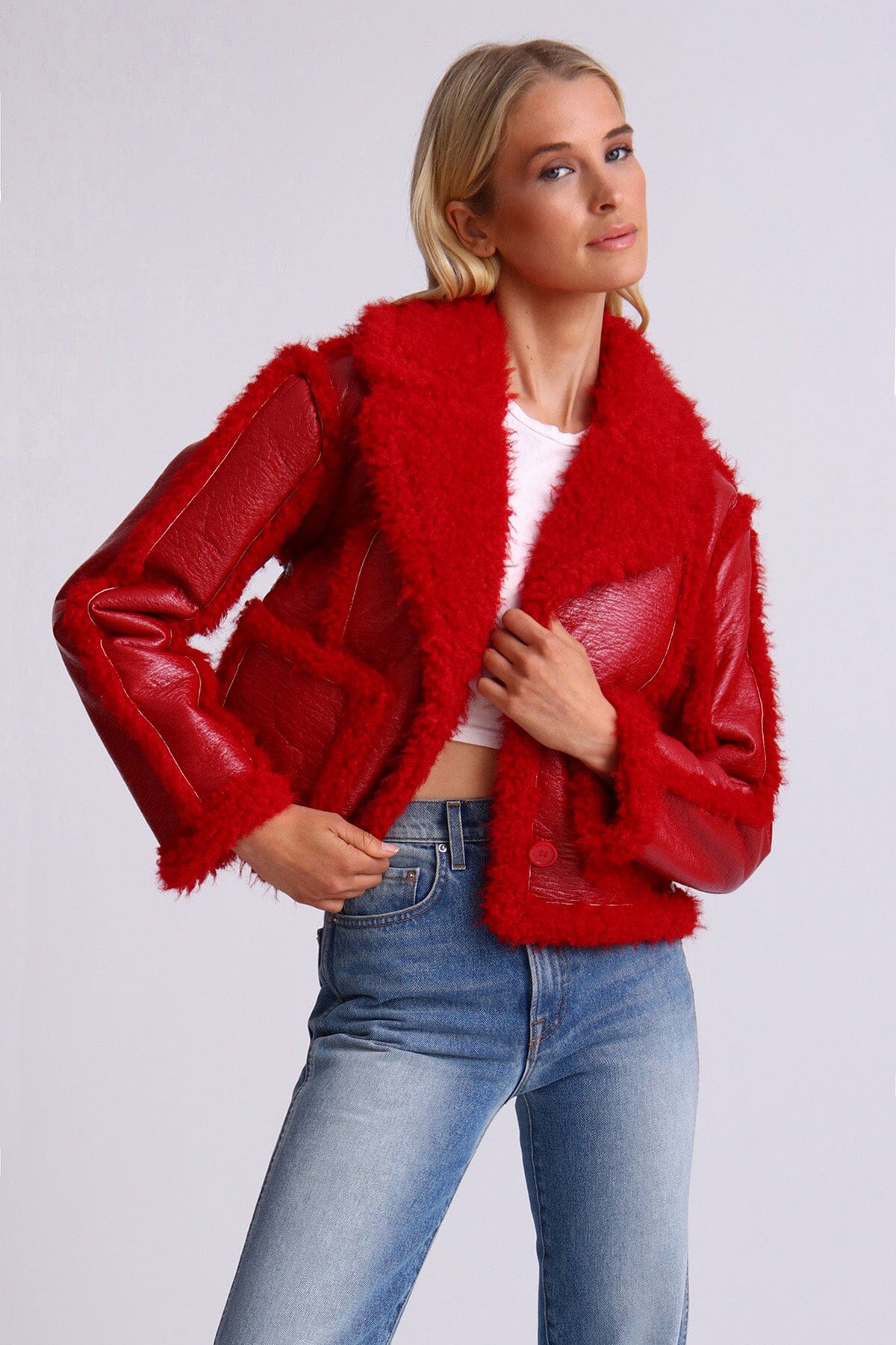 Glazed Faux Shearling Jacket Coats & Jackets Avec Les Filles 