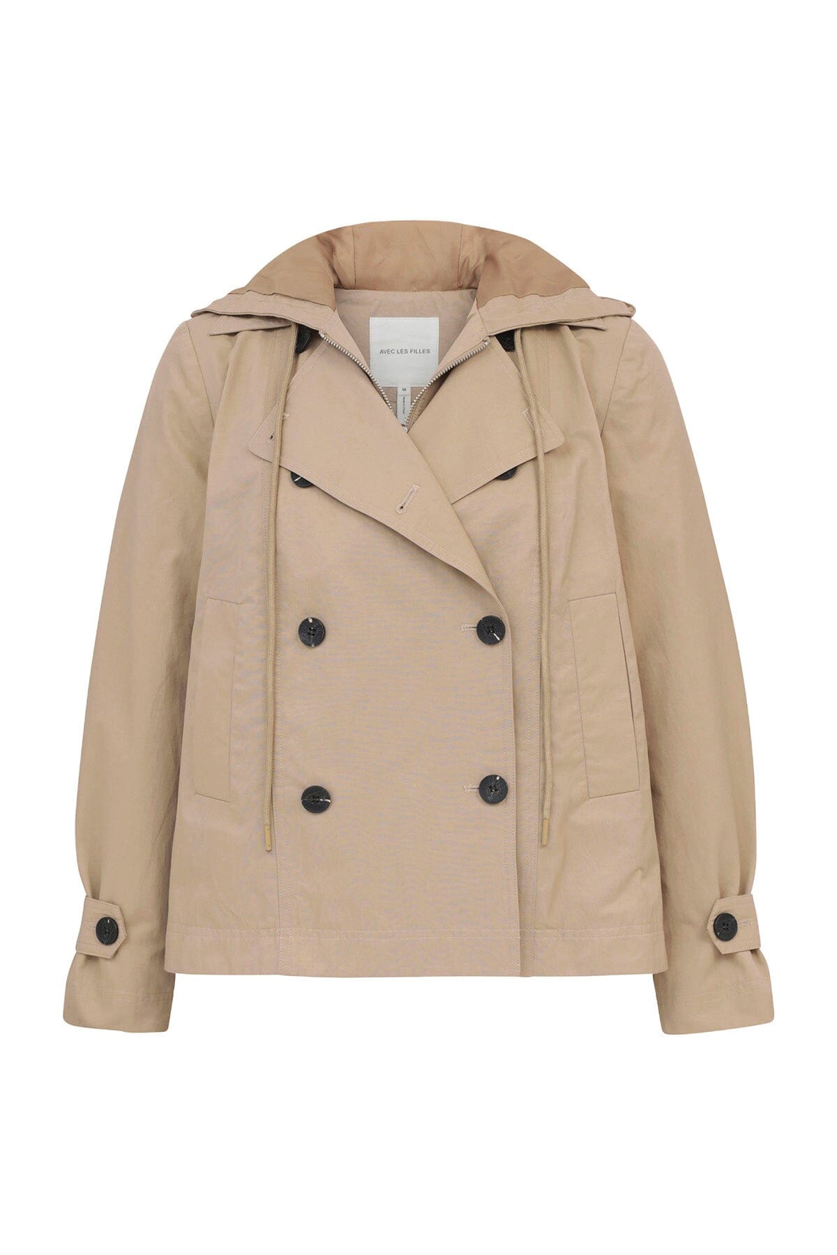 Short Cotton Blend Hooded Trench Coat