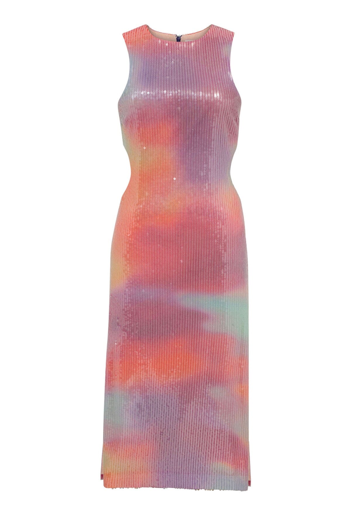 miami sunset tie dye sequin cut-out midi sunset dress - women's figure flattering designer fashion summer party dresses by Avec Les Filles