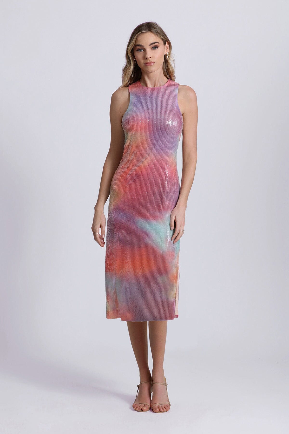 Tie dye sequin cut-out midi dress - Women's figure flattering sunset dresses for vacation by Avec Les Filles