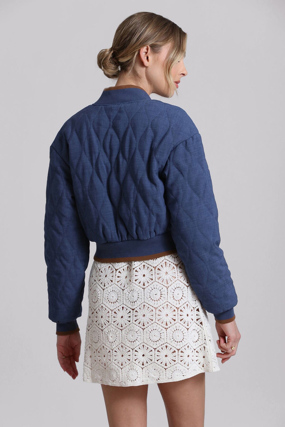 Quilted Chambray Bomber Jacket Coats & Jackets Avec Les Filles 