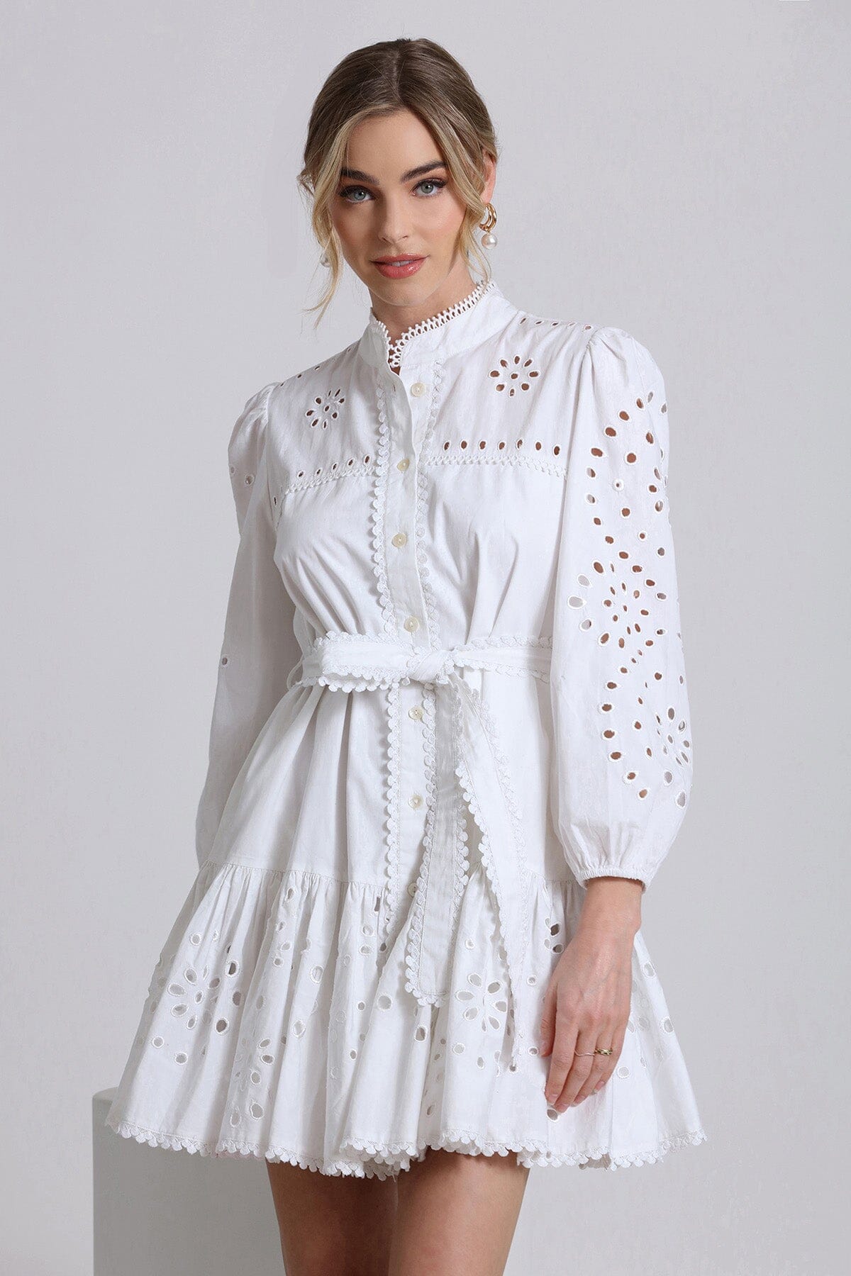 Broderie Anglaise Cotton Shirtdress Dresses Avec Les Filles White 2 