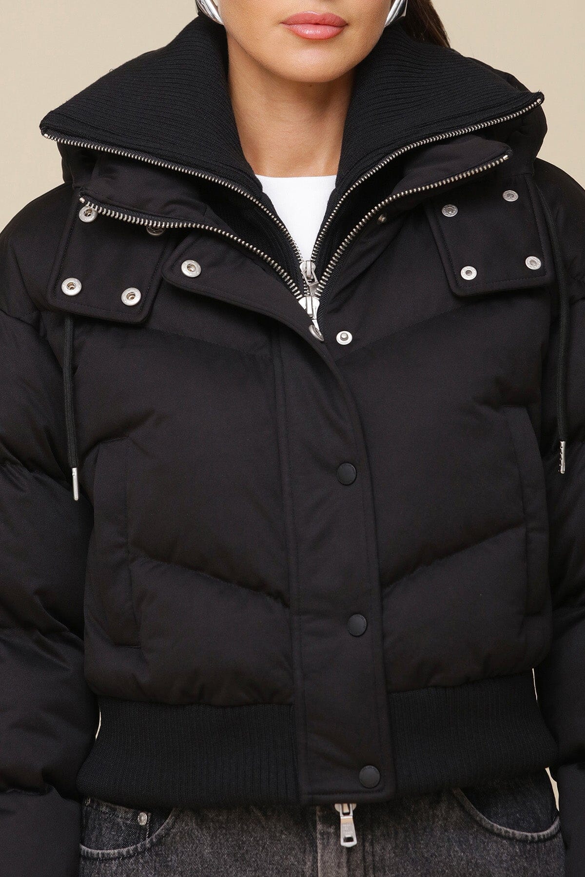 Thermalpuff™ Mixed Media Cropped Puffer Jacket Coats & Jackets Avec Les Filles 