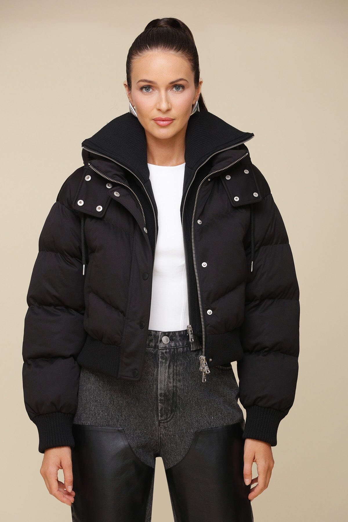 Thermalpuff™ Mixed Media Cropped Puffer Jacket Coats & Jackets Avec Les Filles 