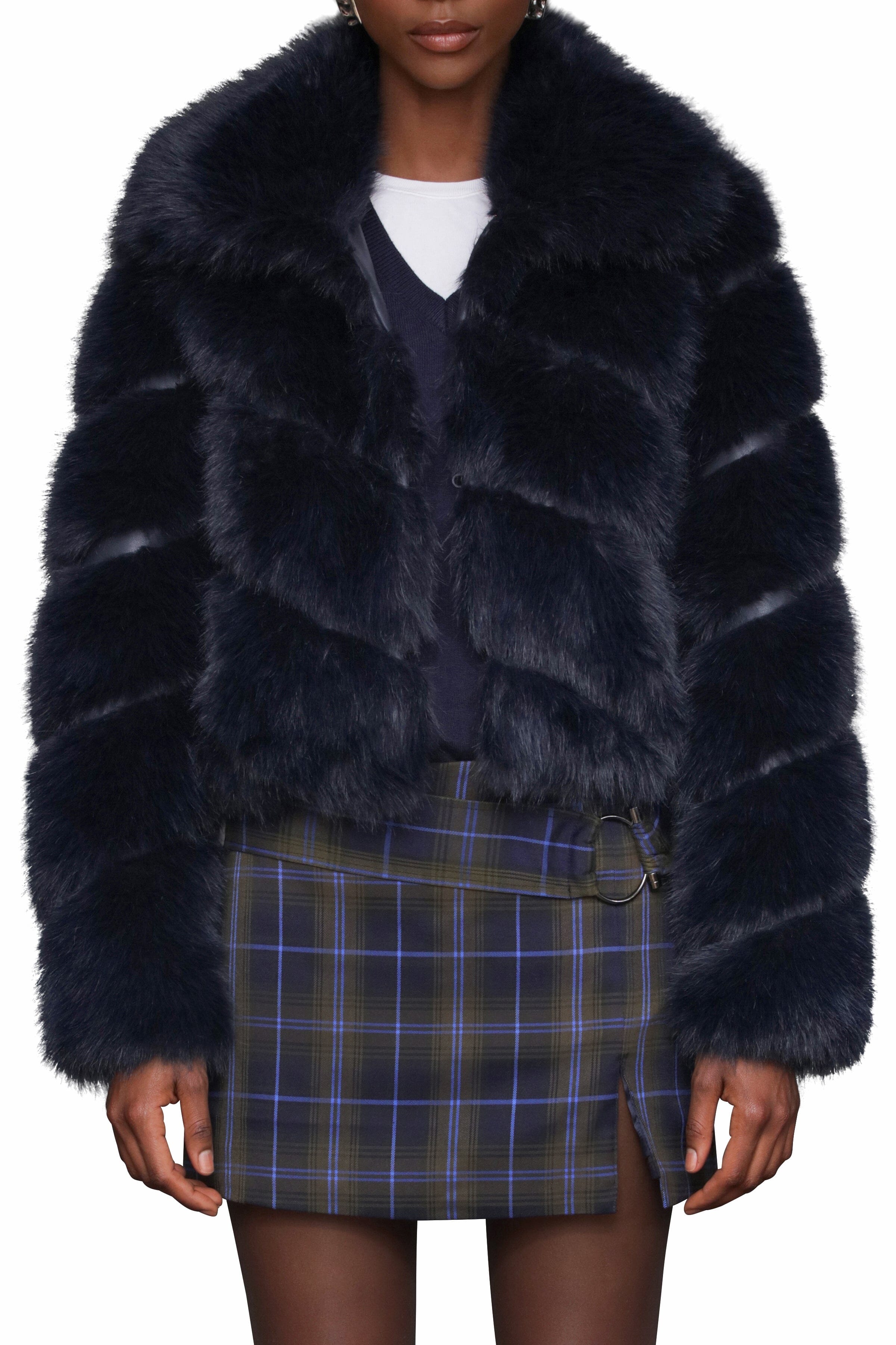 Luxe Faux Fur Paneled Coat Avec Les Filles 