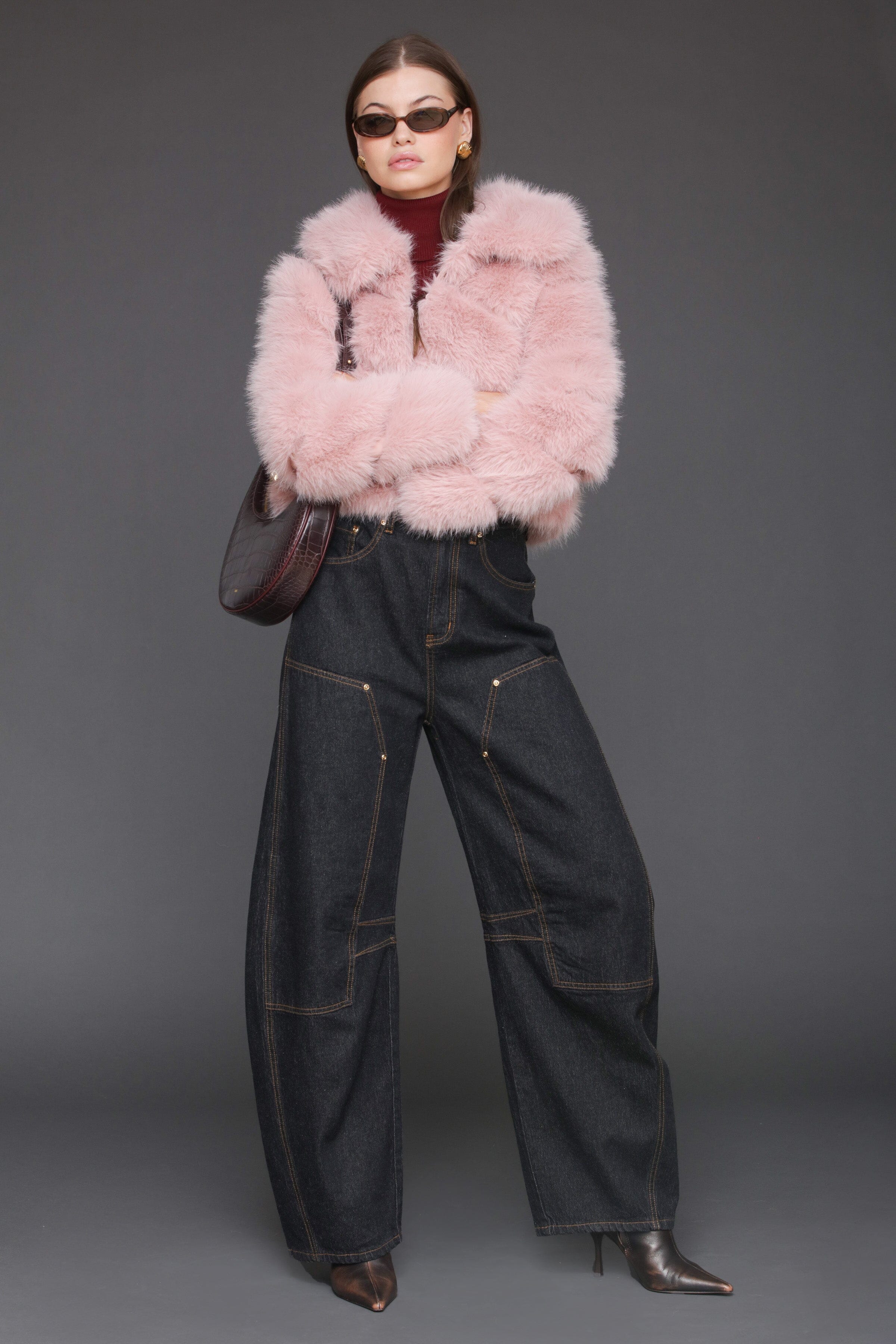 Luxe Faux Fur Paneled Coat Coats & Jackets Avec Les Filles 