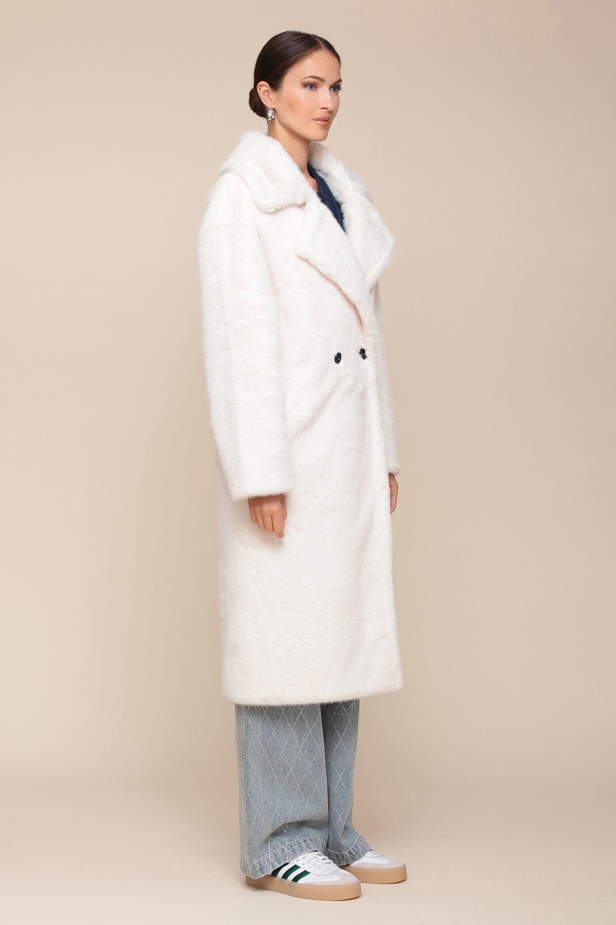 Premium White Faux Fur Long Coat - Shop designer long faux fur coats by Avec Les Filles