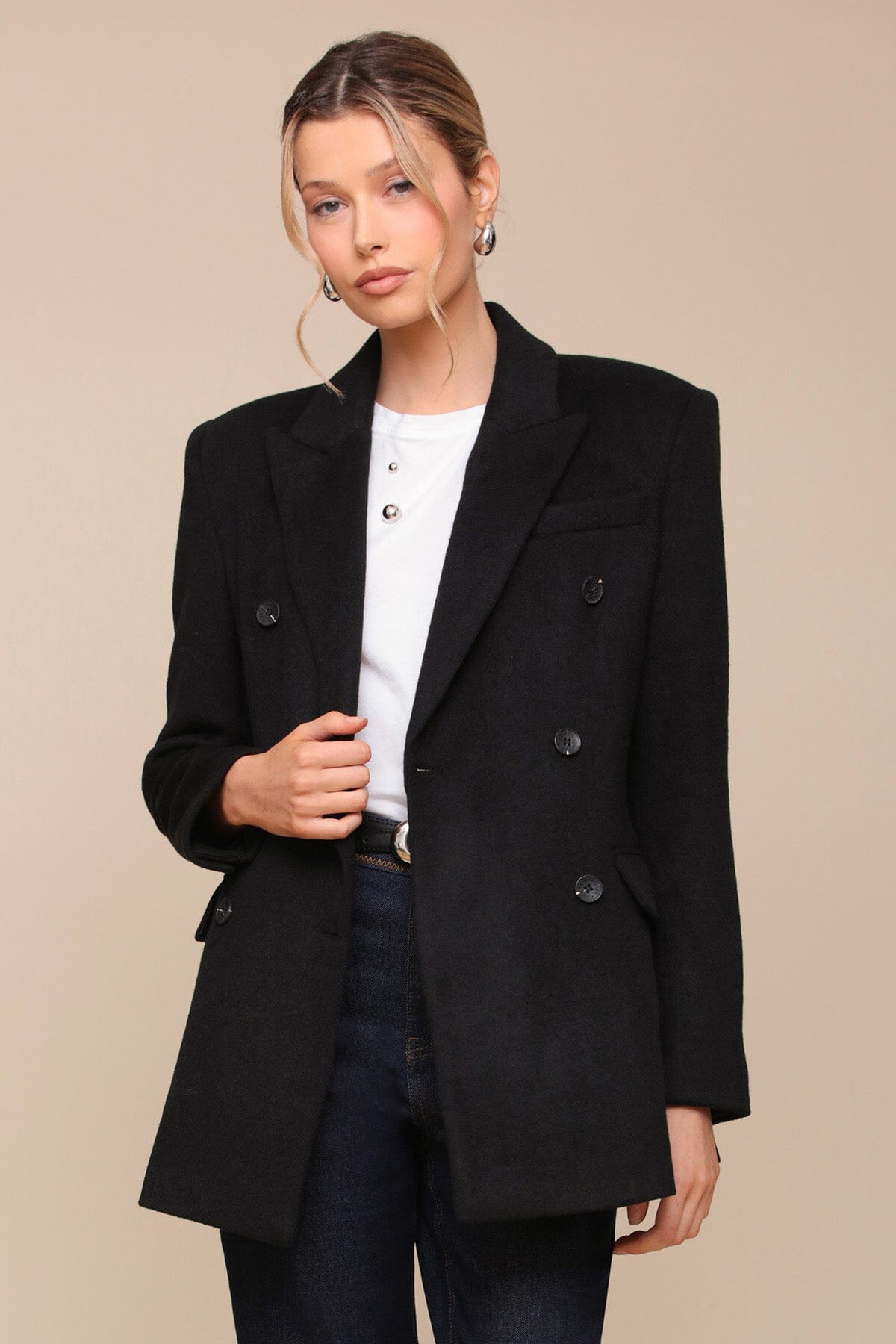 Hourglass Double-Breasted Blazer Coats & Jackets Avec Les Filles Black XS 