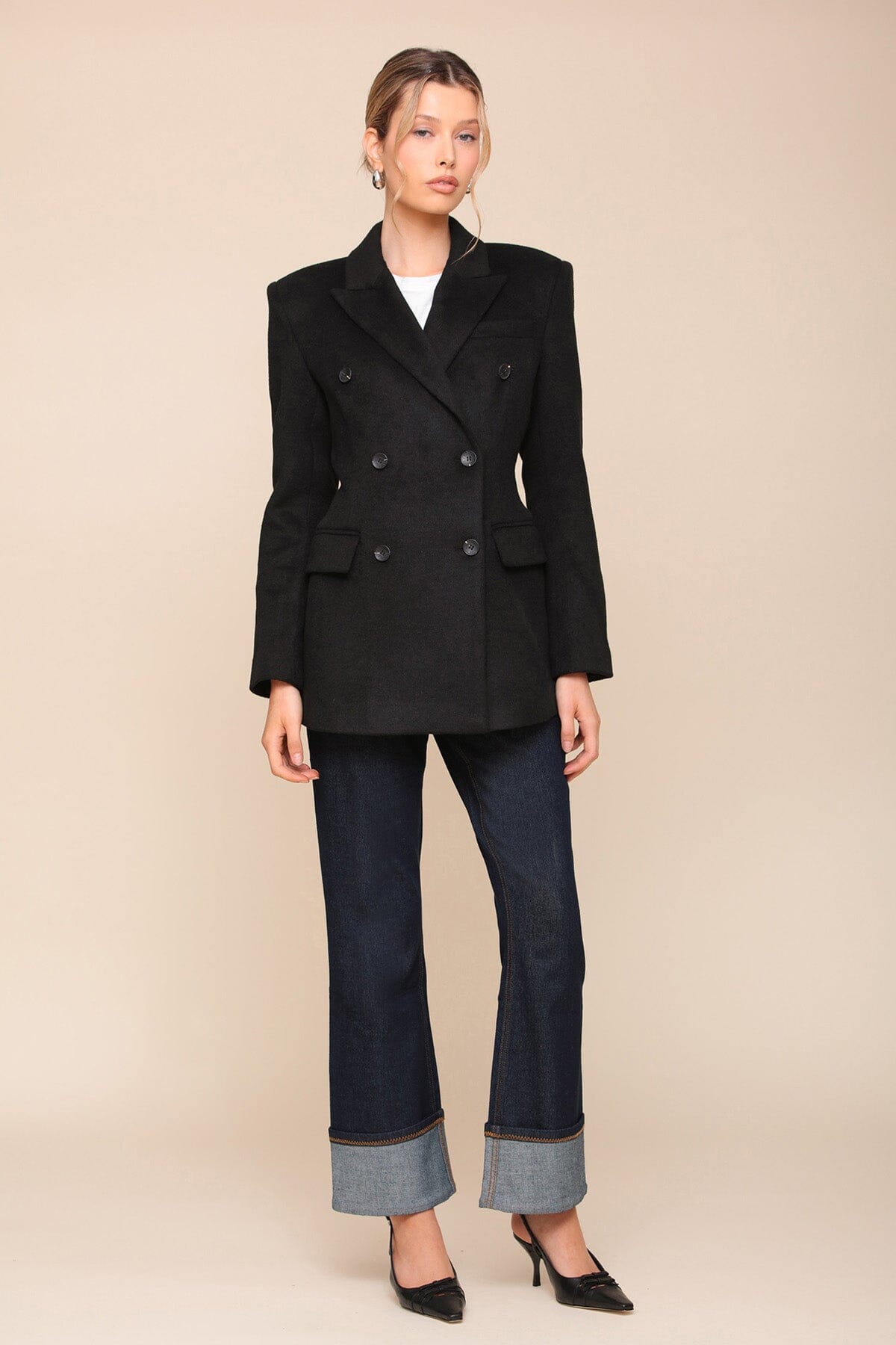 Hourglass Double-Breasted Black Blazer Jacket - Cute Coats & Jackets by Avec Les Filles