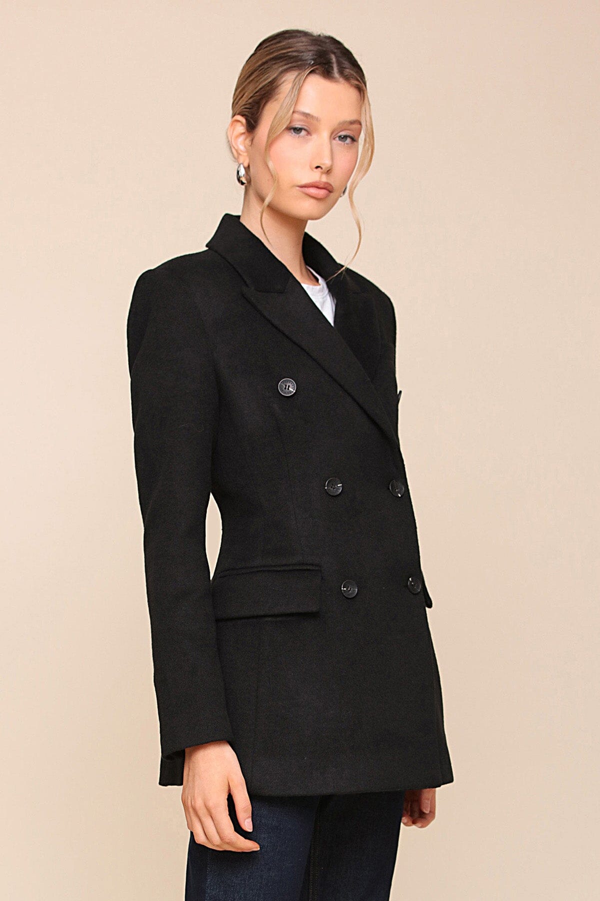 Hourglass Double-Breasted Black Blazer Jacket - Cute Coats & Jackets by Avec Les Filles