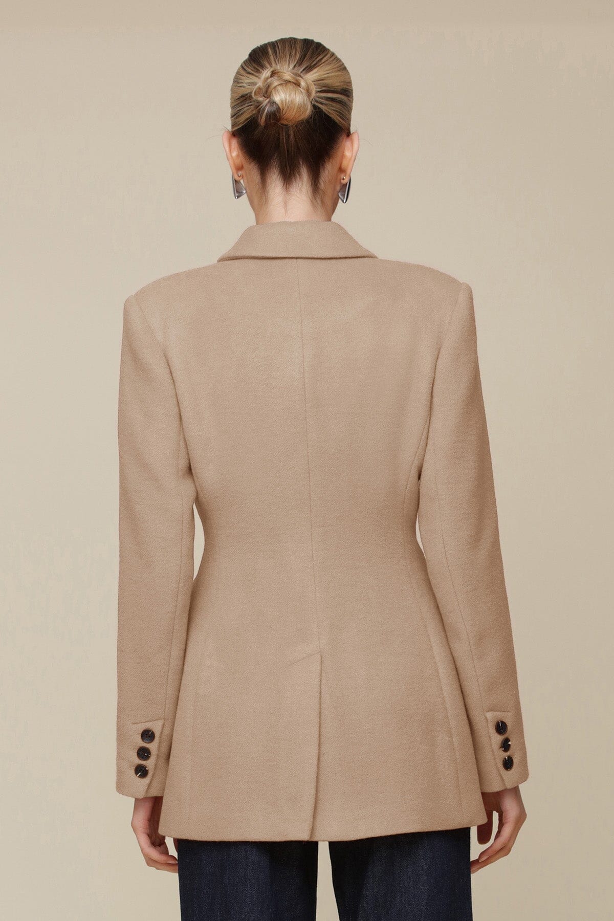 Hourglass Double-Breasted Camel beige Blazer jacket - cute wool blend Coats & Jackets by Avec Les Filles