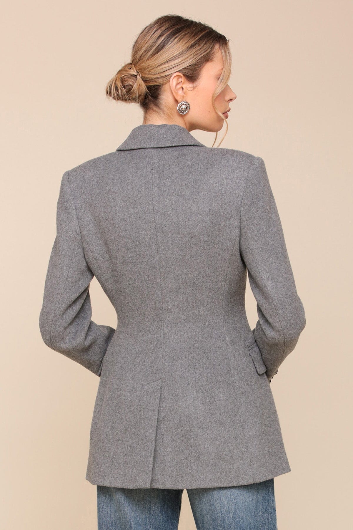 Hourglass Double-Breasted Grey Blazer Jacket - Cute Wool blend Coats & Jackets by Avec Les Filles