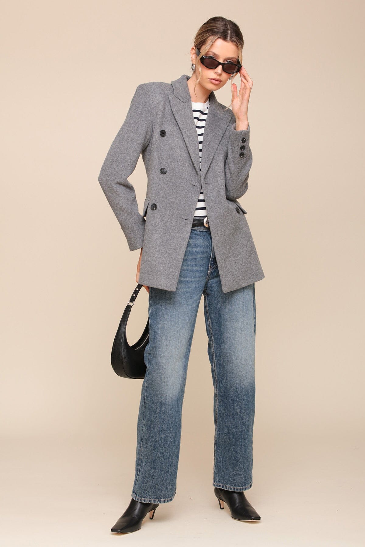 Hourglass Double-Breasted Grey Blazer Jacket - Cute Wool blend Coats & Jackets by Avec Les Filles